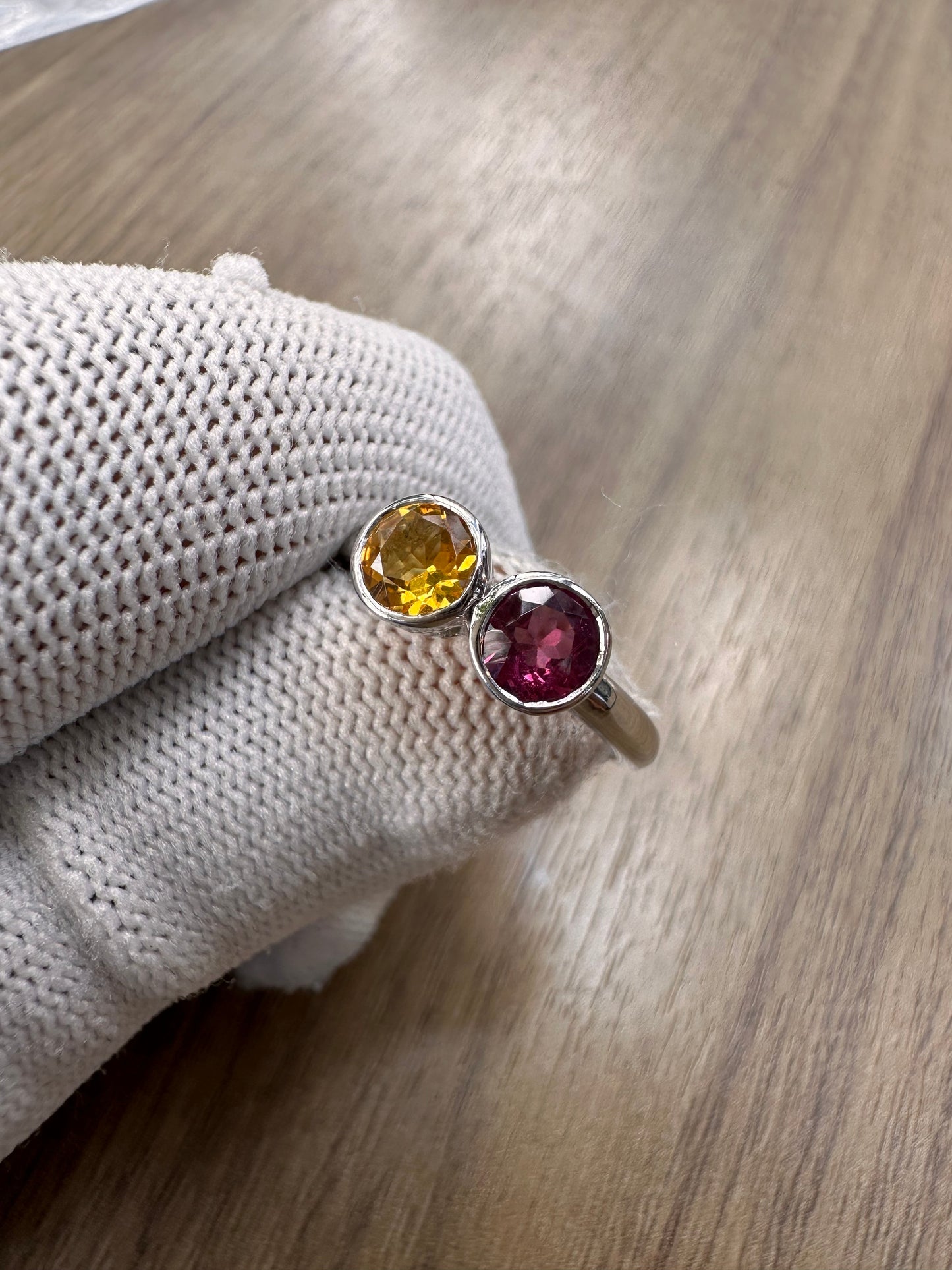 925 Sterling Silver Garnet and Citrine Duo Ring for Women – Vibrant Birthstone Jewellery for Strength and Joy