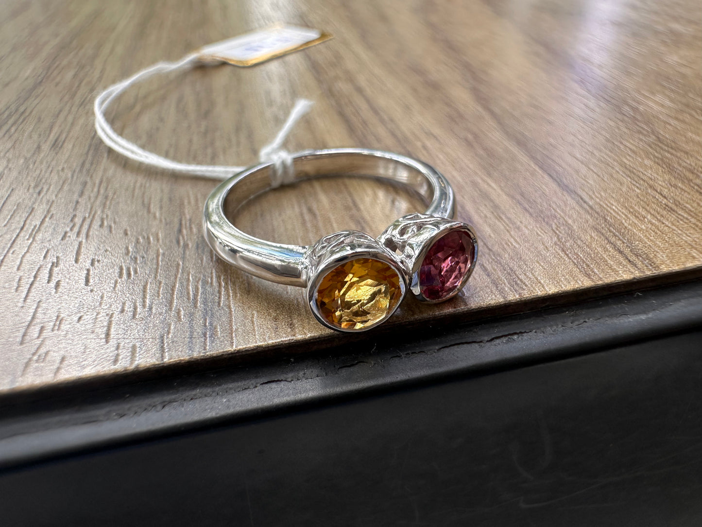 925 Sterling Silver Garnet and Citrine Duo Ring for Women – Vibrant Birthstone Jewellery for Strength and Joy