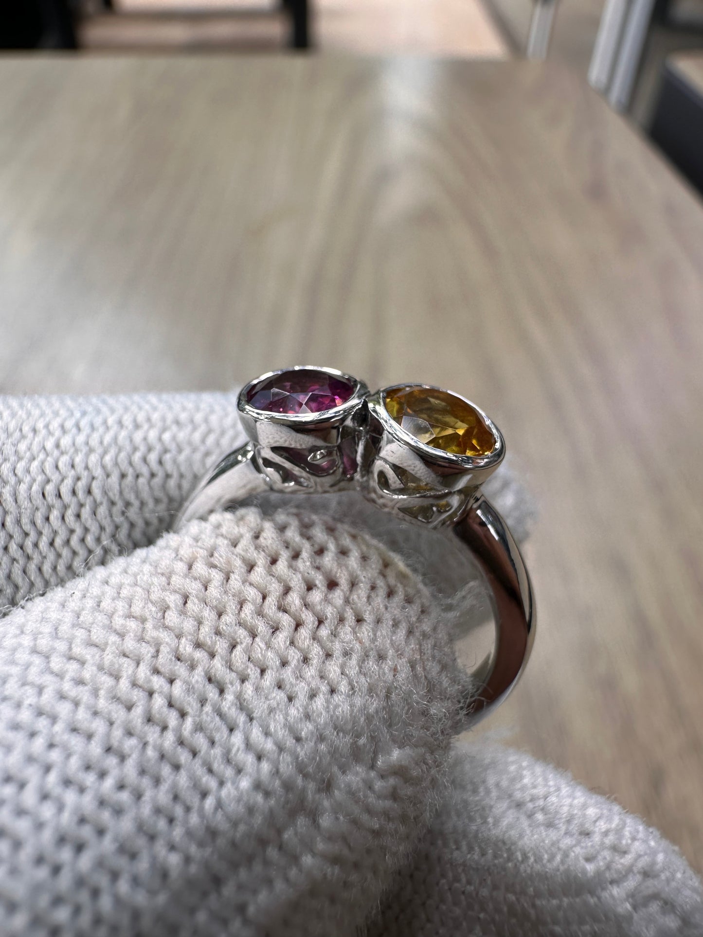 925 Sterling Silver Garnet and Citrine Duo Ring for Women – Vibrant Birthstone Jewelry for Strength and Joy