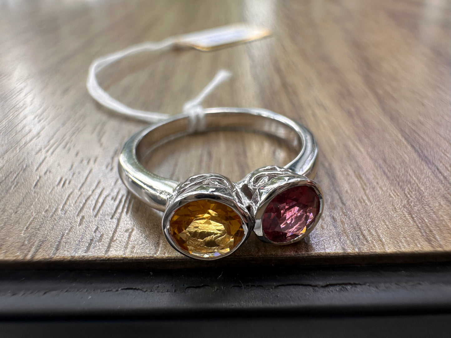 925 Sterling Silver Garnet and Citrine Duo Ring for Women – Vibrant Birthstone Jewelry for Strength and Joy