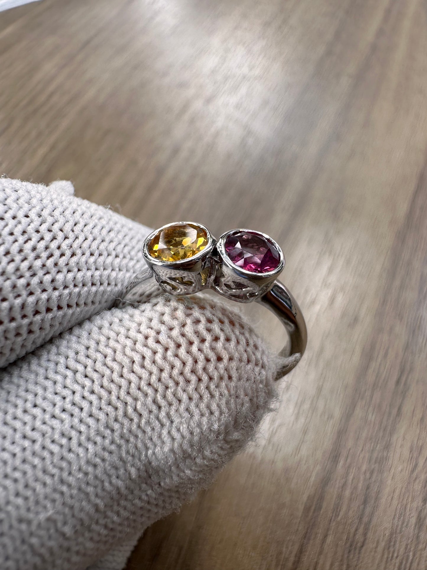 925 Sterling Silver Garnet and Citrine Duo Ring for Women – Vibrant Birthstone Jewelry for Strength and Joy