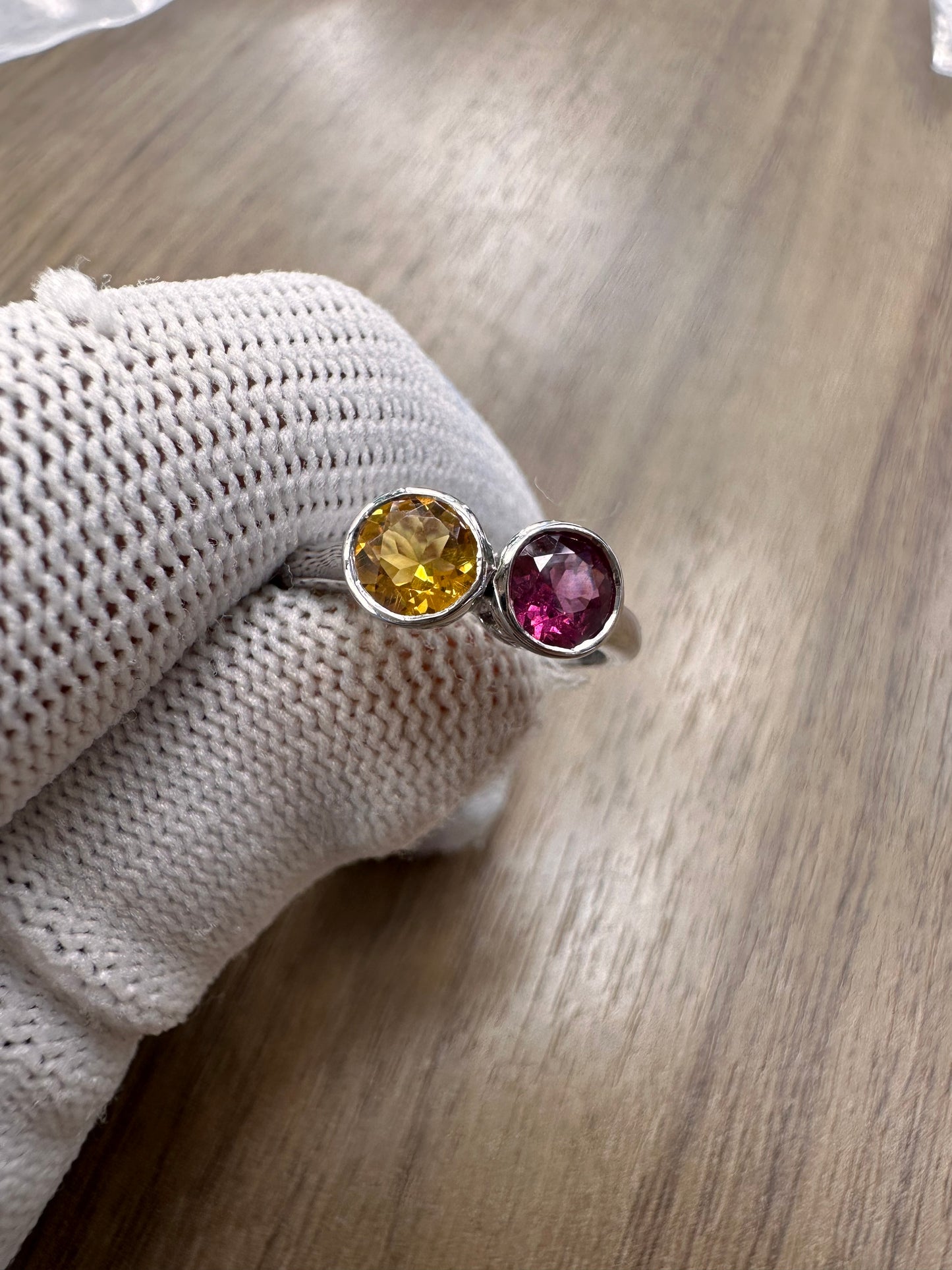 925 Sterling Silver Garnet and Citrine Duo Ring for Women – Vibrant Birthstone Jewelry for Strength and Joy