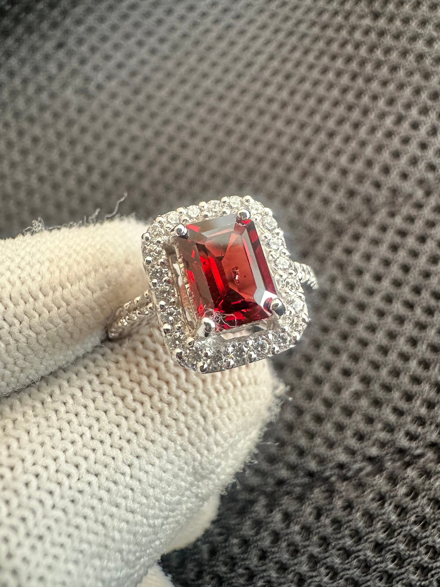 925 Sterling Silver Garnet Ring with Cubic Zirconia Accents – January Birthstone Elegance