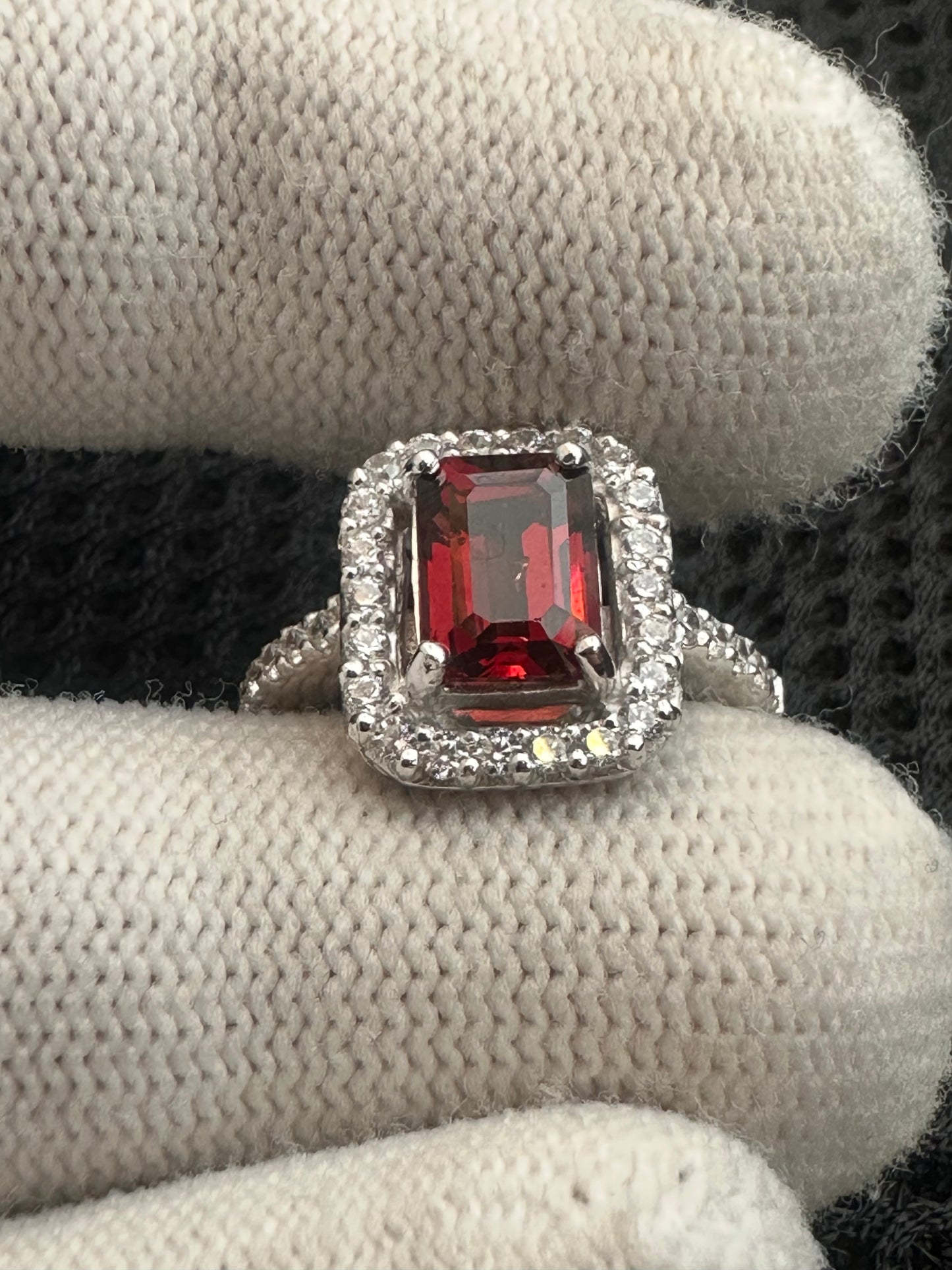 925 Sterling Silver Garnet Ring with Cubic Zirconia Accents – January Birthstone Elegance