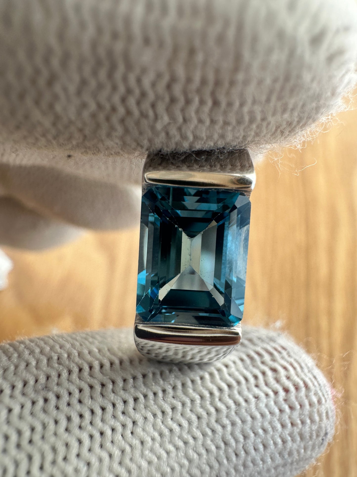 Men's 925 Silver Swiss Blue Topaz Ring with Cubic Zirconia Accent – November Birthstone