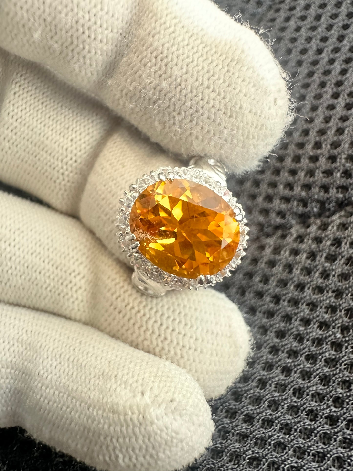 Elegant November Birthstone Citrine Ring in 925 Silver with Cubic Zirconia Accents