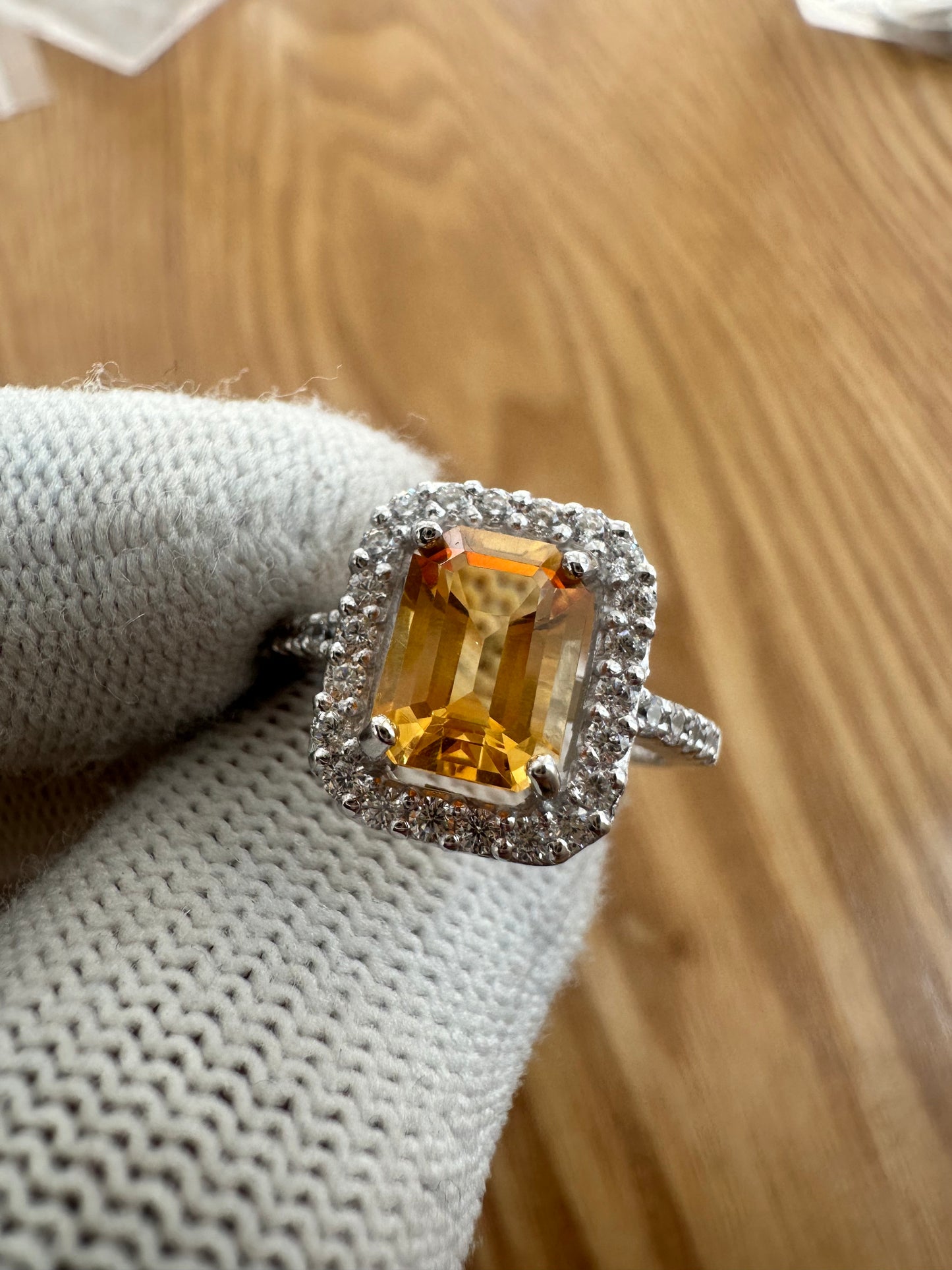 Elegant November Birthstone Citrine Ring in 925 Silver with Cubic Zirconia Accents