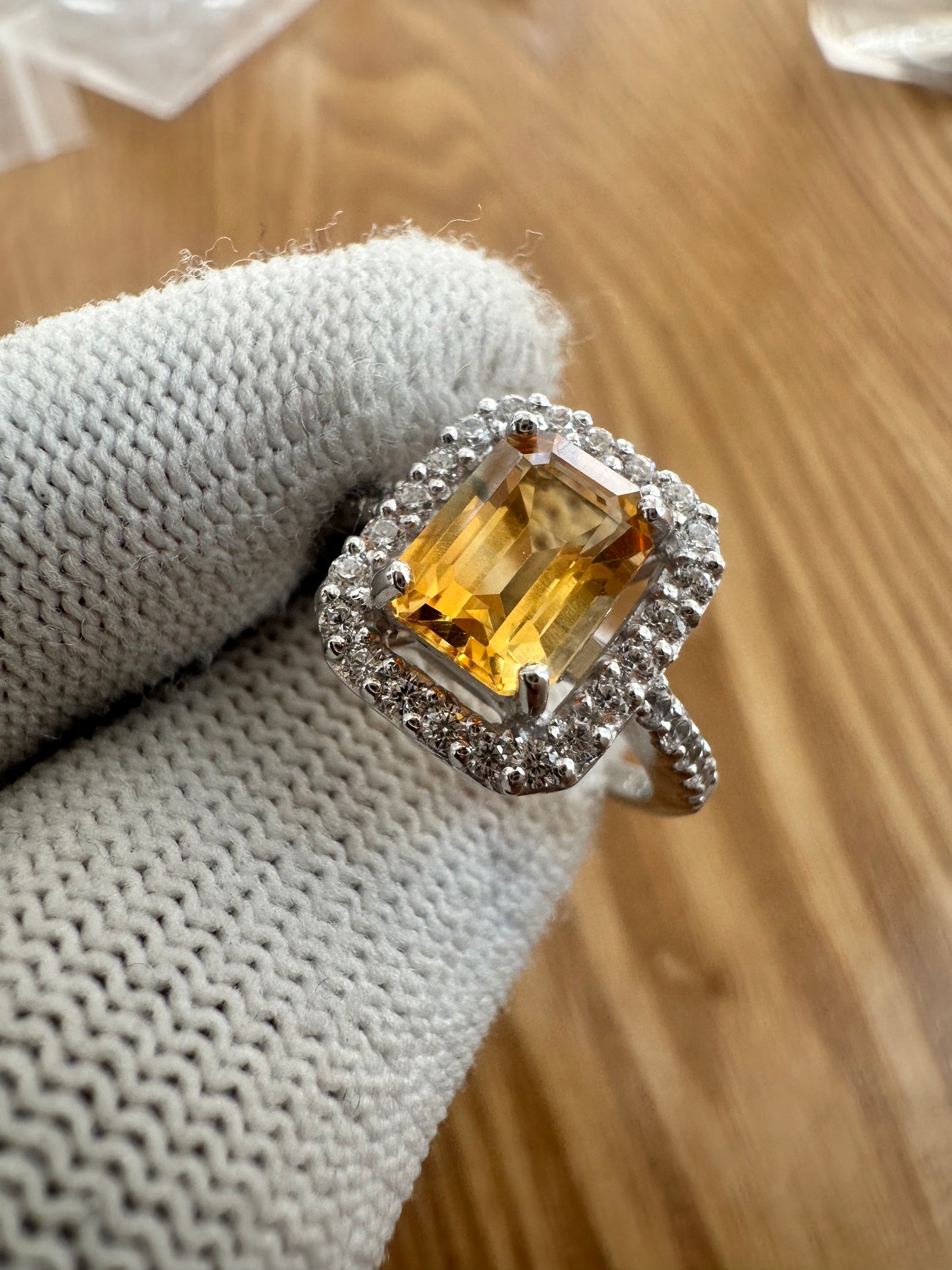 Elegant November Birthstone Citrine Ring in 925 Silver with Cubic Zirconia Accents