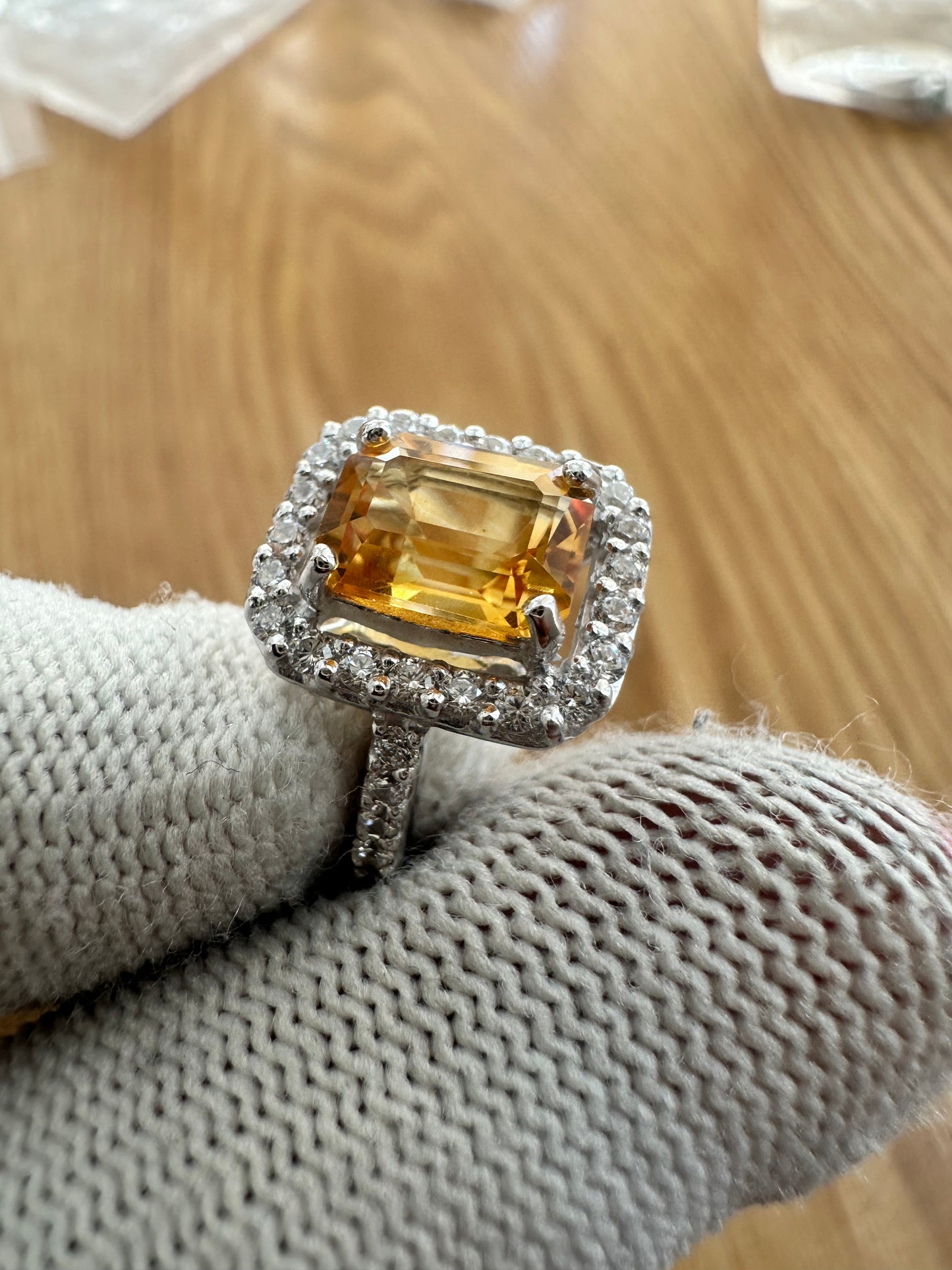 Elegant November Birthstone Citrine Ring in 925 Silver with Cubic Zirconia Accents