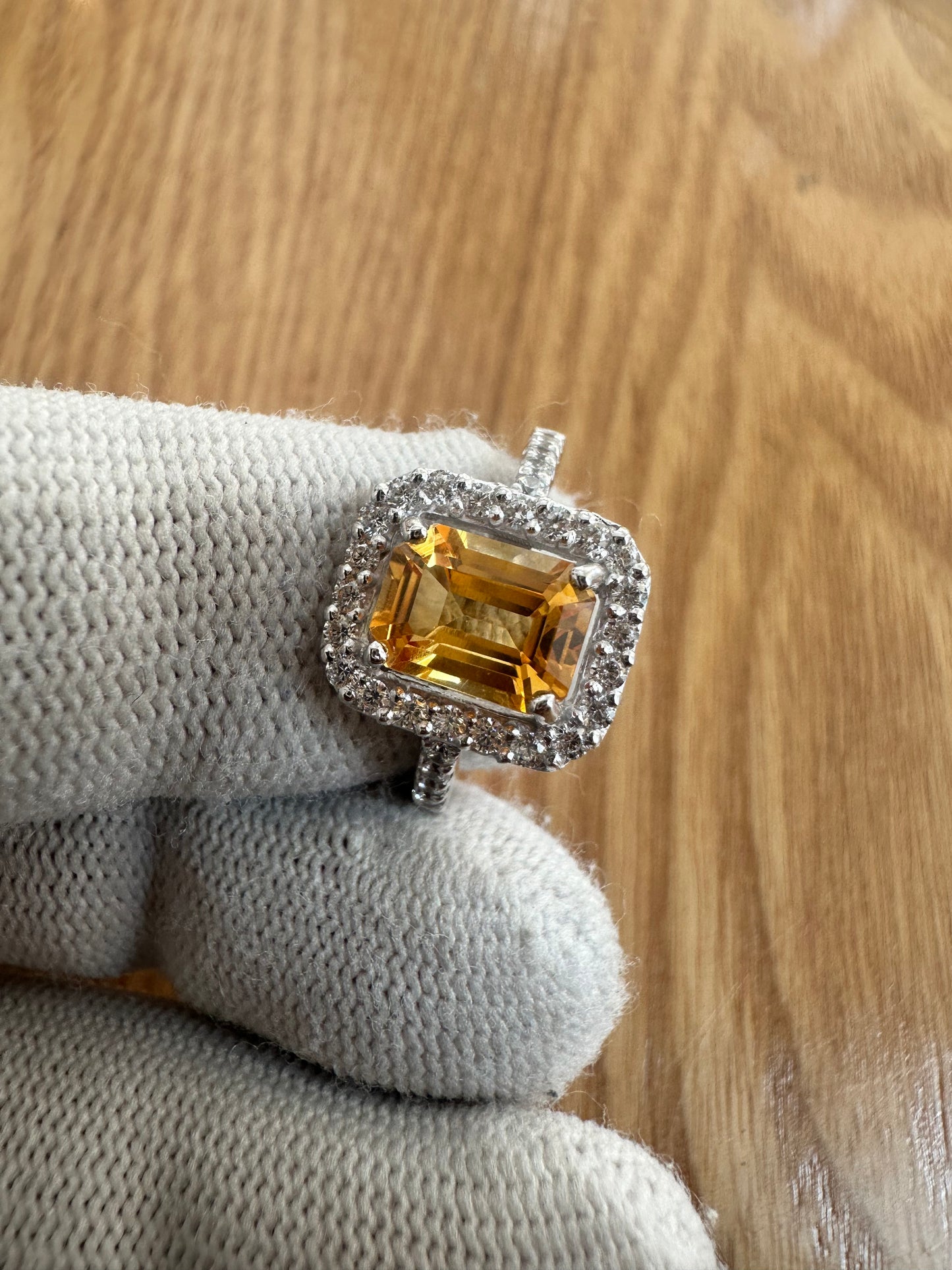 Elegant November Birthstone Citrine Ring in 925 Silver with Cubic Zirconia Accents