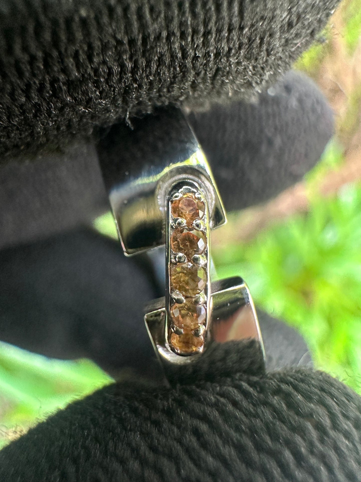 Menโs yellow sapphire band in 925 sterling silver with white gold plating โ September birthstone ring