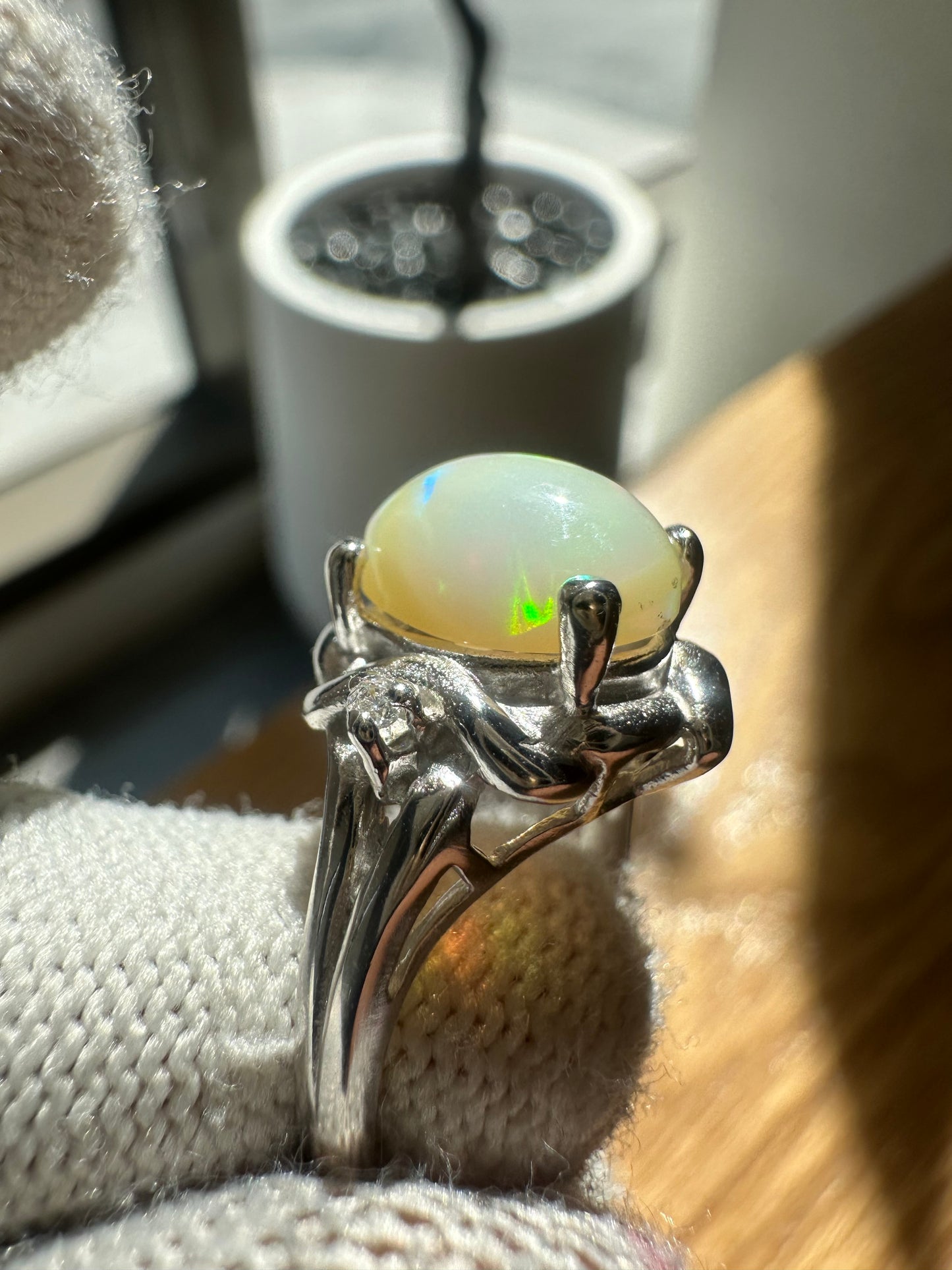 Ethiopian Welo Opal Ring in 925 Sterling Silver Dazzling October Birthstone Jewellery with Fiery Play of Colour Elegant Silver Opal Ring for Women