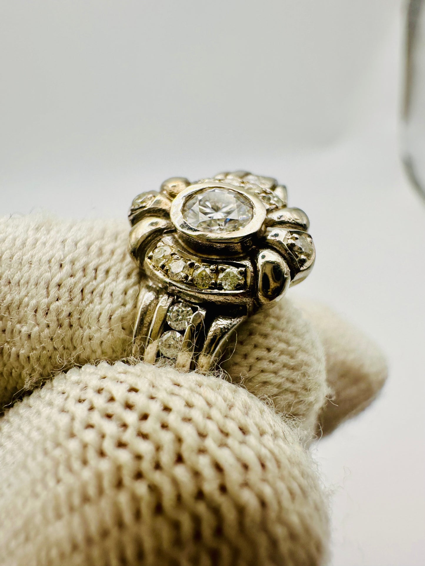Moissanite Ring in Rhodium Plated 925 Silver Gift for Her