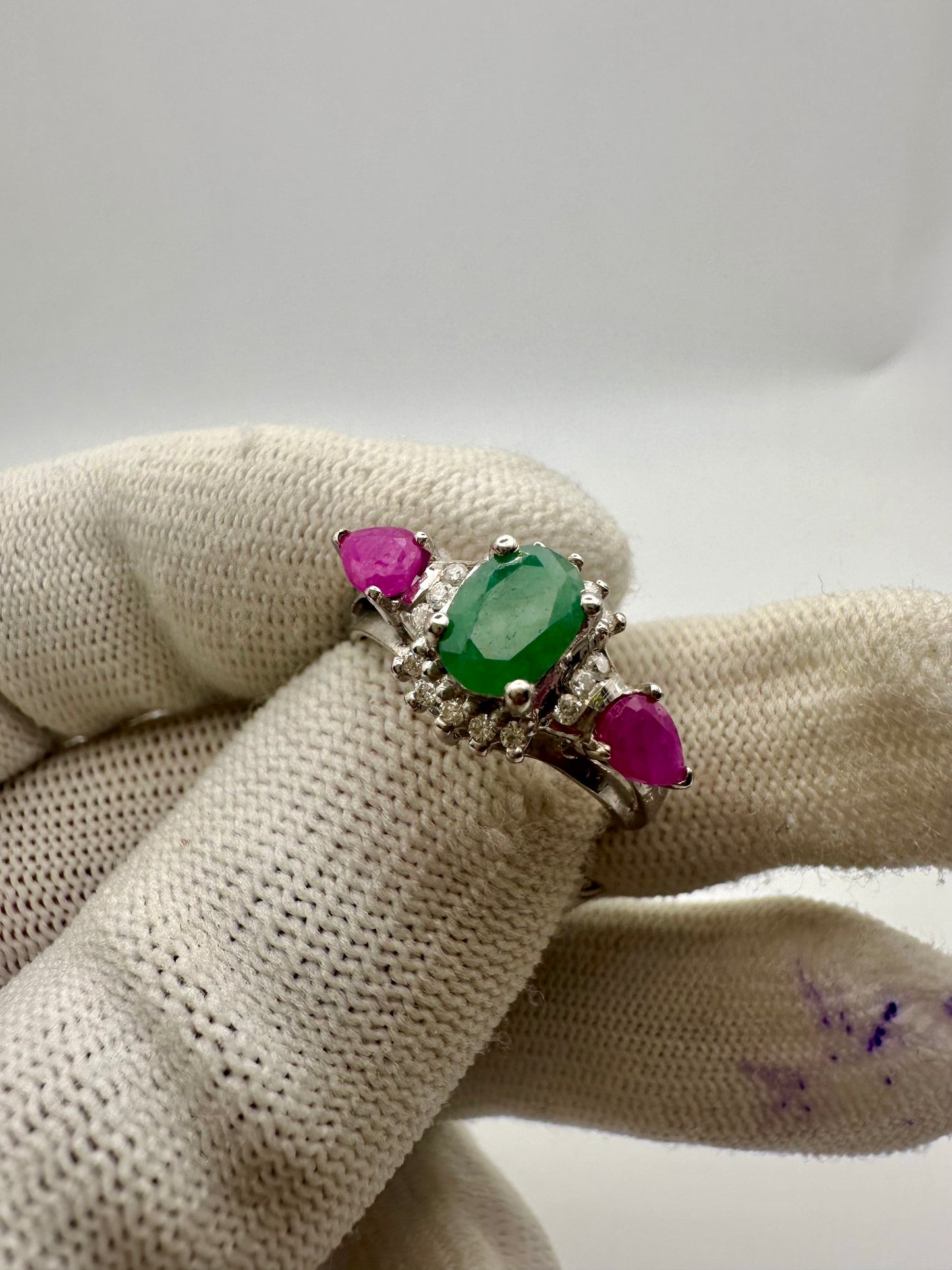 Beautiful Ruby and Emerald Ring 925 Silver Perfect Gift for Her