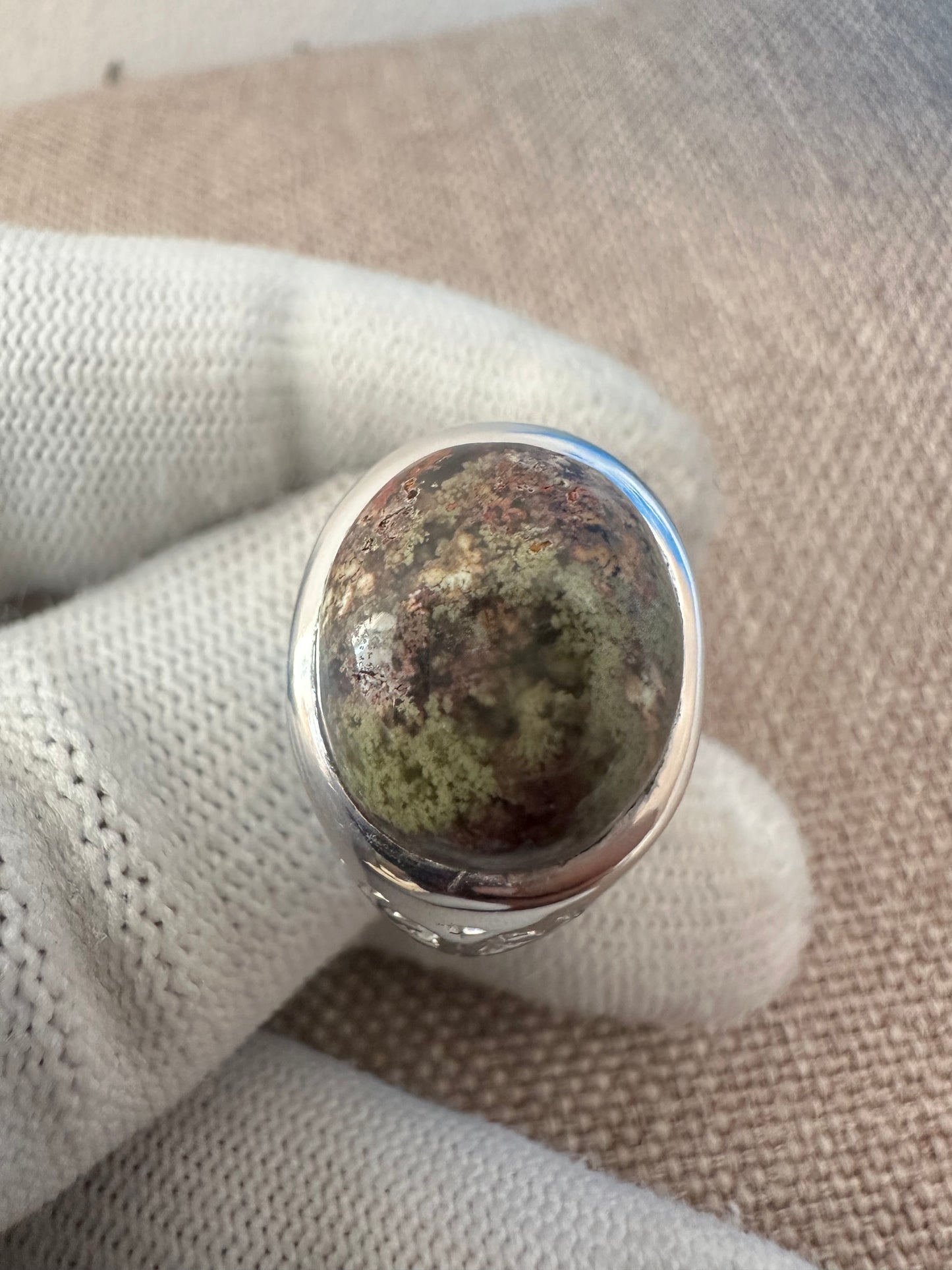 Men's Moss Agate Ring in 925 Silver May Birthstone – Natural Stone, Stylish & Durable Design