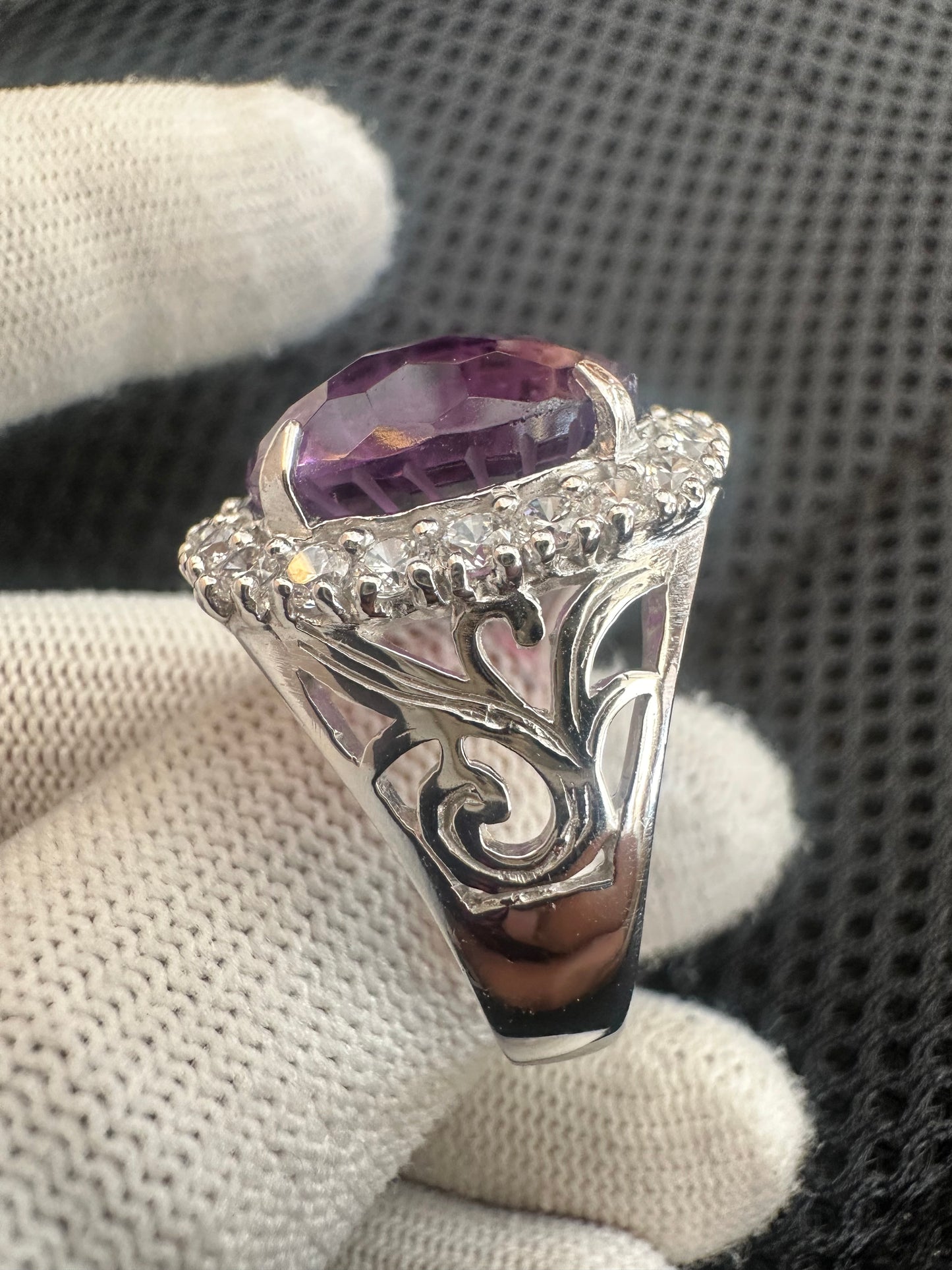 Amethyst Ring in 925 Silver with Cubic Zirconia Accents – February Birthstone Jewelry