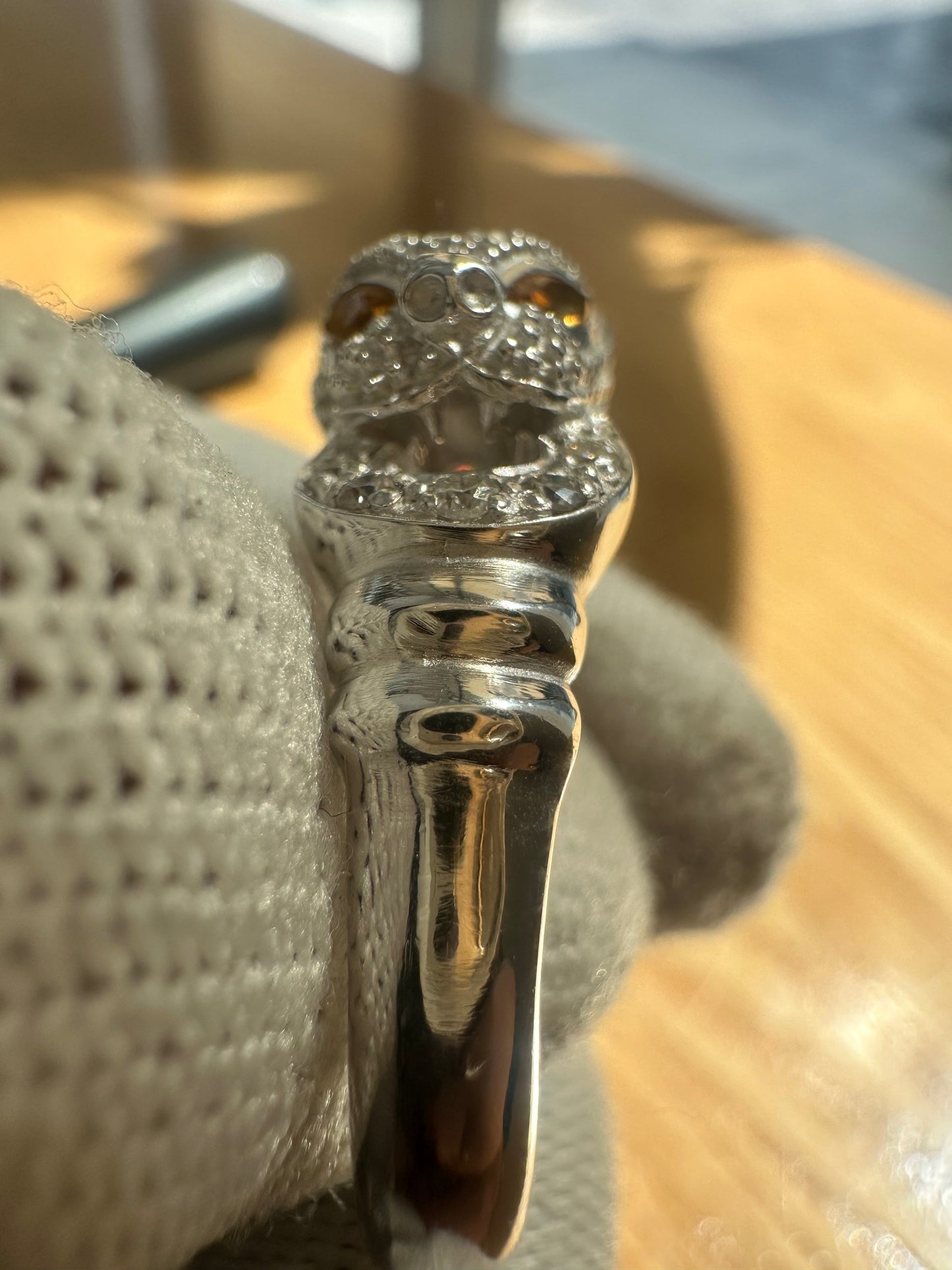 Panther Leopard Moissanite D Colour Ring with Citrine – Sterling Silver, 925