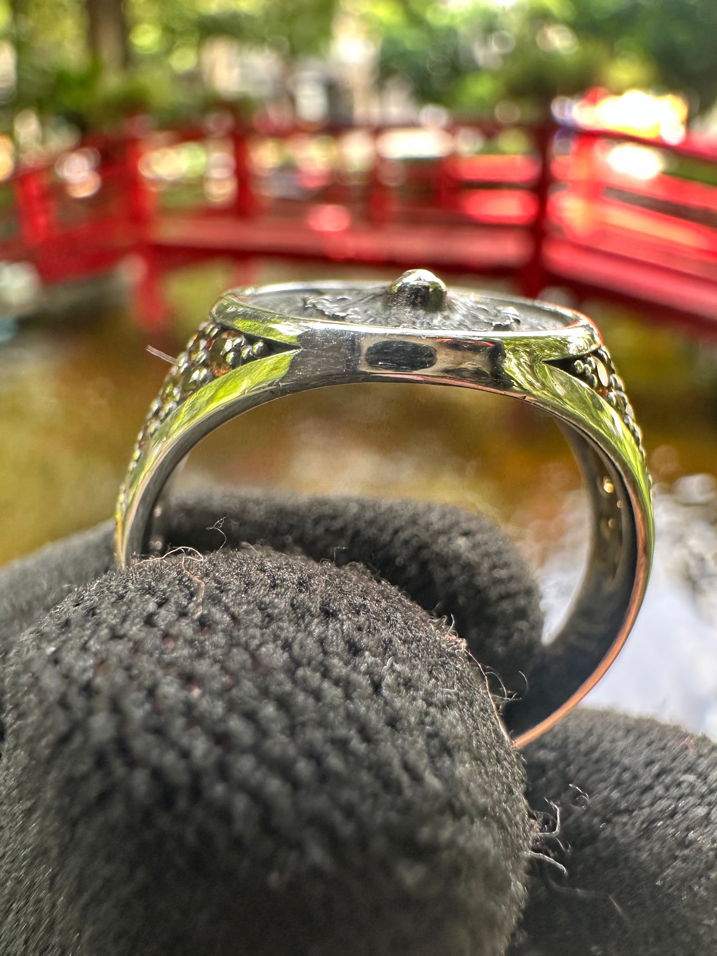 Bold 925 sterling silver wolf ring with radiant yellow sapphire—perfect unisex September birthstone jewellery symbolising strength and clarity