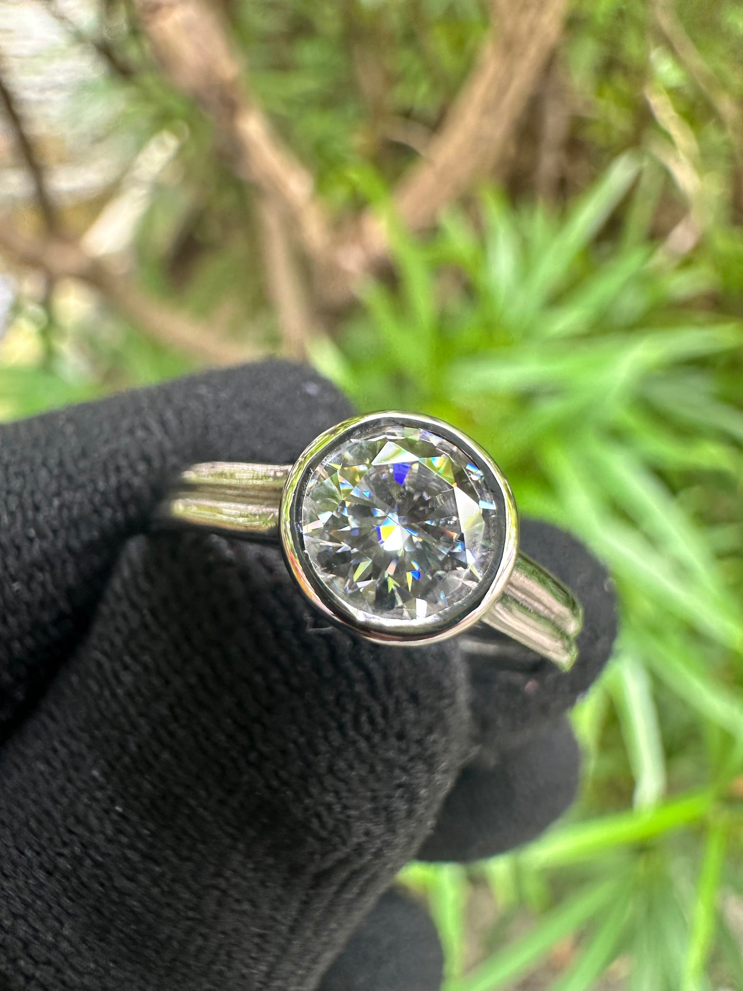 Shop this 1ct D Color Moissanite Solitaire Ring in S925 silver, white gold plated, GRA certified – perfect engagement or gift ring for her