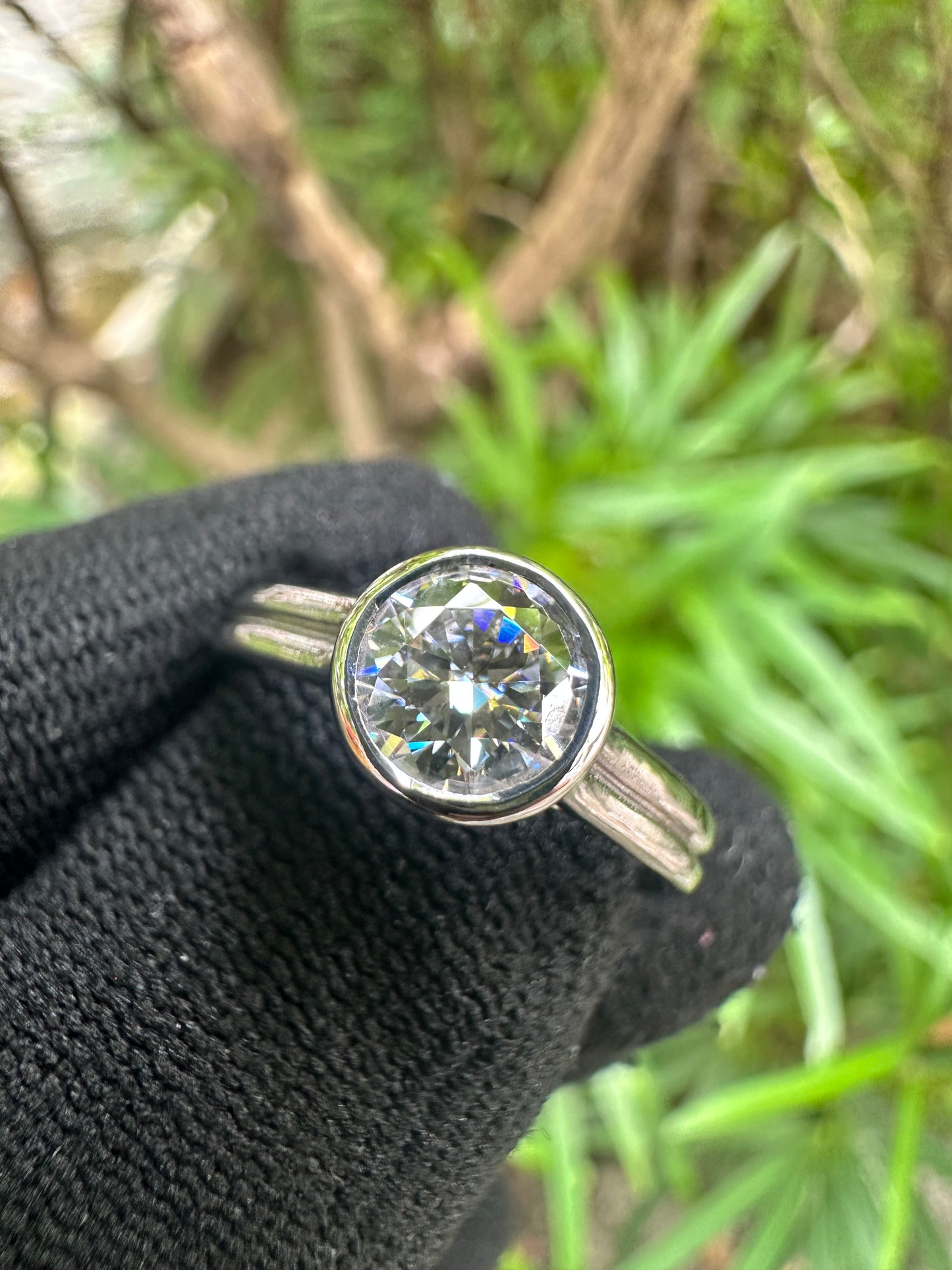 Shop this 1ct D Color Moissanite Solitaire Ring in S925 silver, white gold plated, GRA certified – perfect engagement or gift ring for her