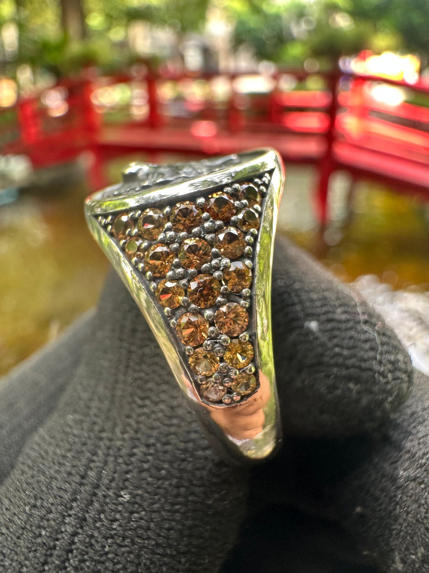 Bold 925 sterling silver wolf ring with radiant yellow sapphire—perfect unisex September birthstone jewellery symbolising strength and clarity