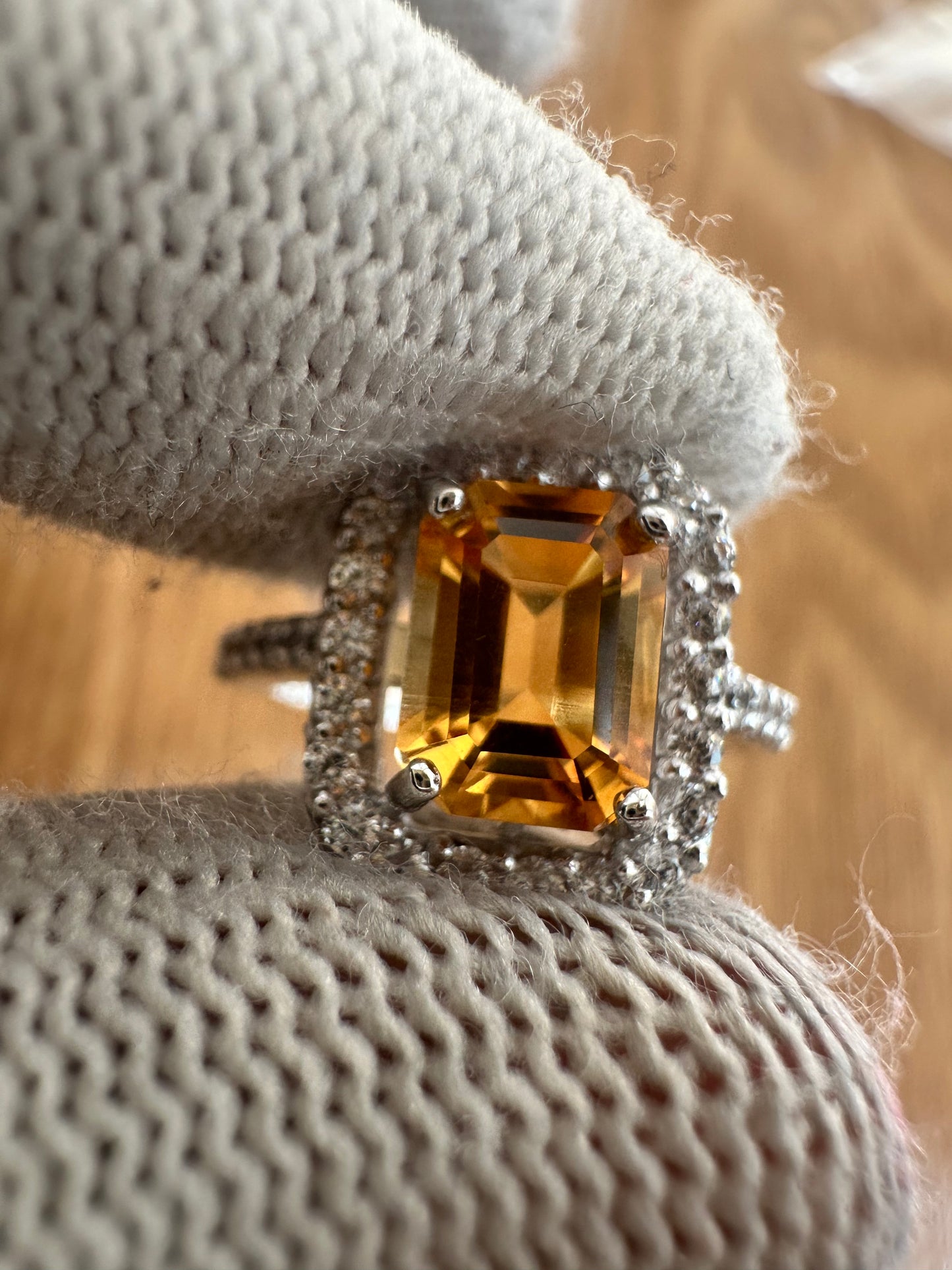 Elegant November Birthstone Citrine Ring in 925 Silver with Cubic Zirconia Accents
