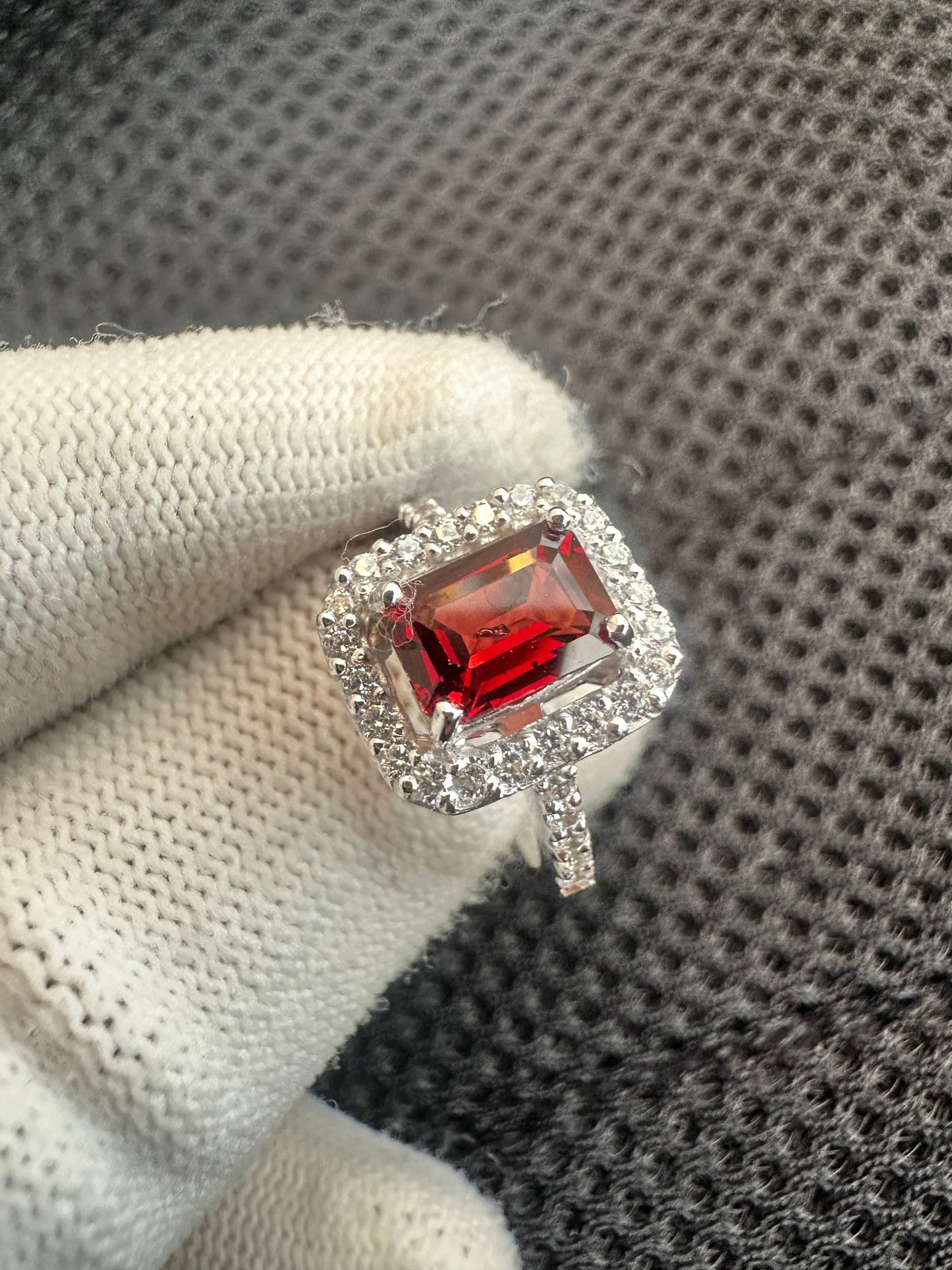 925 Sterling Silver Garnet Ring with Cubic Zirconia Accents – January Birthstone Elegance