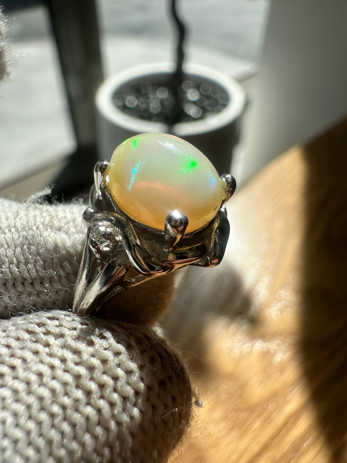 Elegant Ethiopian Well Opal Ring for Women in 925 Sterling Silver, featuring a vibrant opal with fiery play-of-color, perfect as an October birthstone jewelry piece or a meaningful gift.