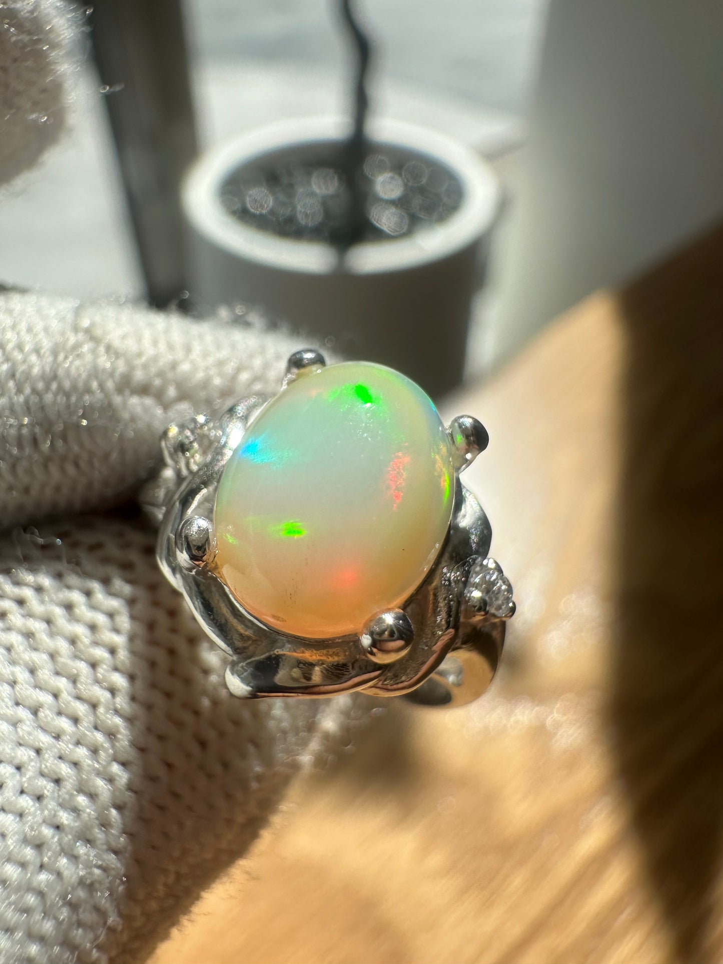 Elegant Ethiopian Well Opal Ring for Women in 925 Sterling Silver, featuring a vibrant opal with fiery play-of-color, perfect as an October birthstone jewelry piece or a meaningful gift.