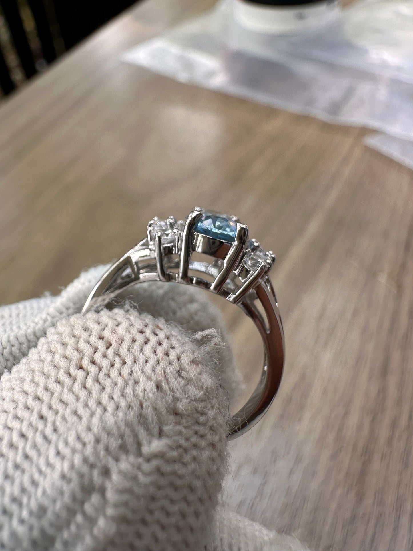 "Elegant Swiss Blue Topaz Pendant with Cubic Zirconia Accents – November Birthstone Jewelry"
