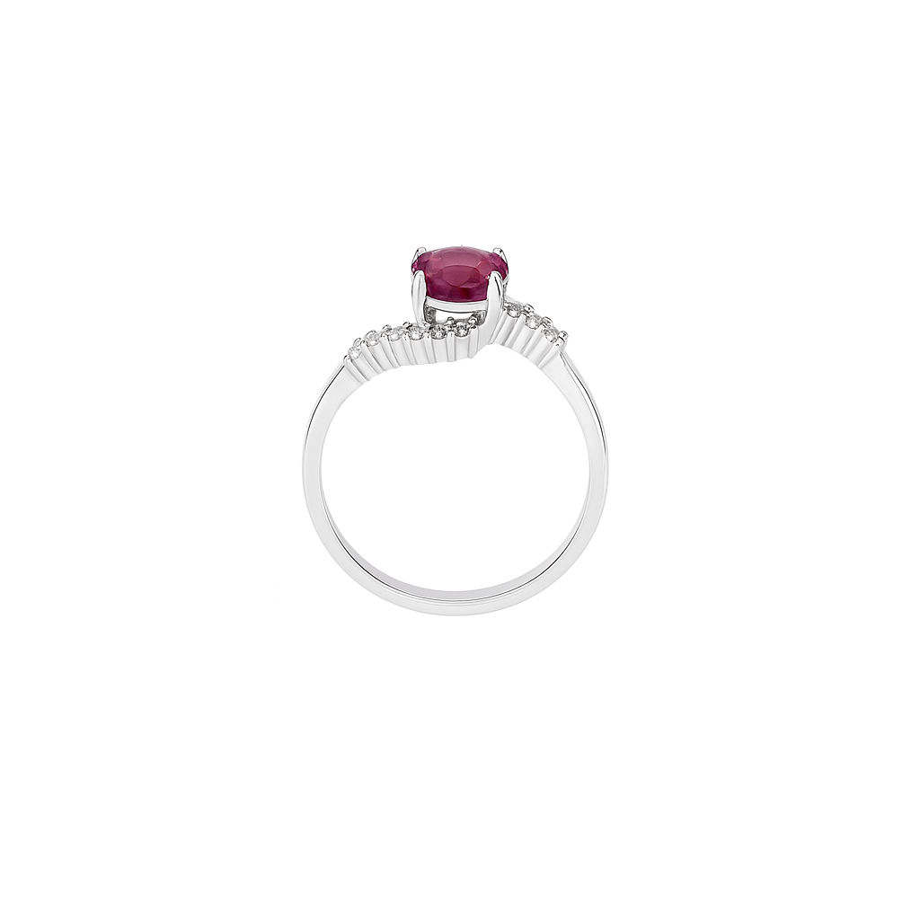 Rhodolite Garnet Ring for Women in 925 Sterling Silver  Ethically Sourced Umba Valley Tanzania January Birthstone Engagement And Birthday Gift Round Cut Garnet with Cubic Zirconia Accent Stones