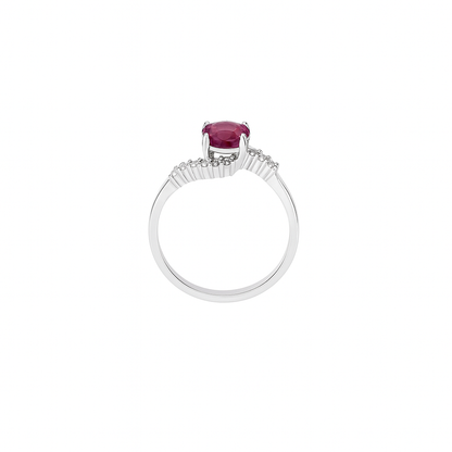 Rhodolite Garnet Ring for Women in 925 Sterling Silver  Ethically Sourced Umba Valley Tanzania January Birthstone Engagement And Birthday Gift Round Cut Garnet with Cubic Zirconia Accent Stones
