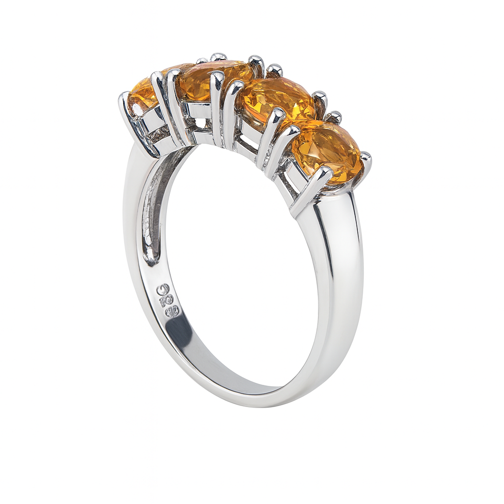 Shop this Half Eternity Citrine Ring for Women in S925 silver – November birthstone jewelry, elegant gift for her on birthdays, anniversaries & special occasions.