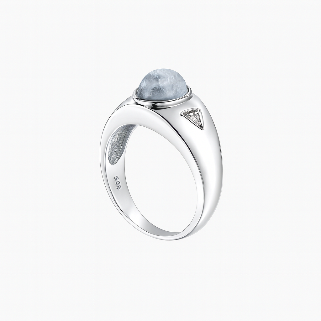 Men Blue Sheen Moonstone Ring S925 Sterling Silver  Elegant June Birthstone Jewelry for Men