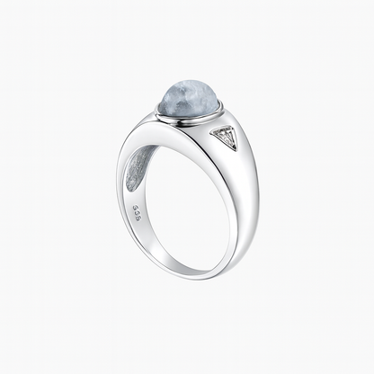 Men Blue Sheen Moonstone Ring S925 Sterling Silver  Elegant June Birthstone Jewelry for Men