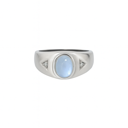 Men Blue Sheen Moonstone Ring S925 Sterling Silver  Elegant June Birthstone Jewelry for Men