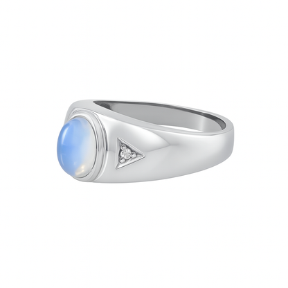 Men Blue Sheen Moonstone Ring S925 Sterling Silver  Elegant June Birthstone Jewelry for Men