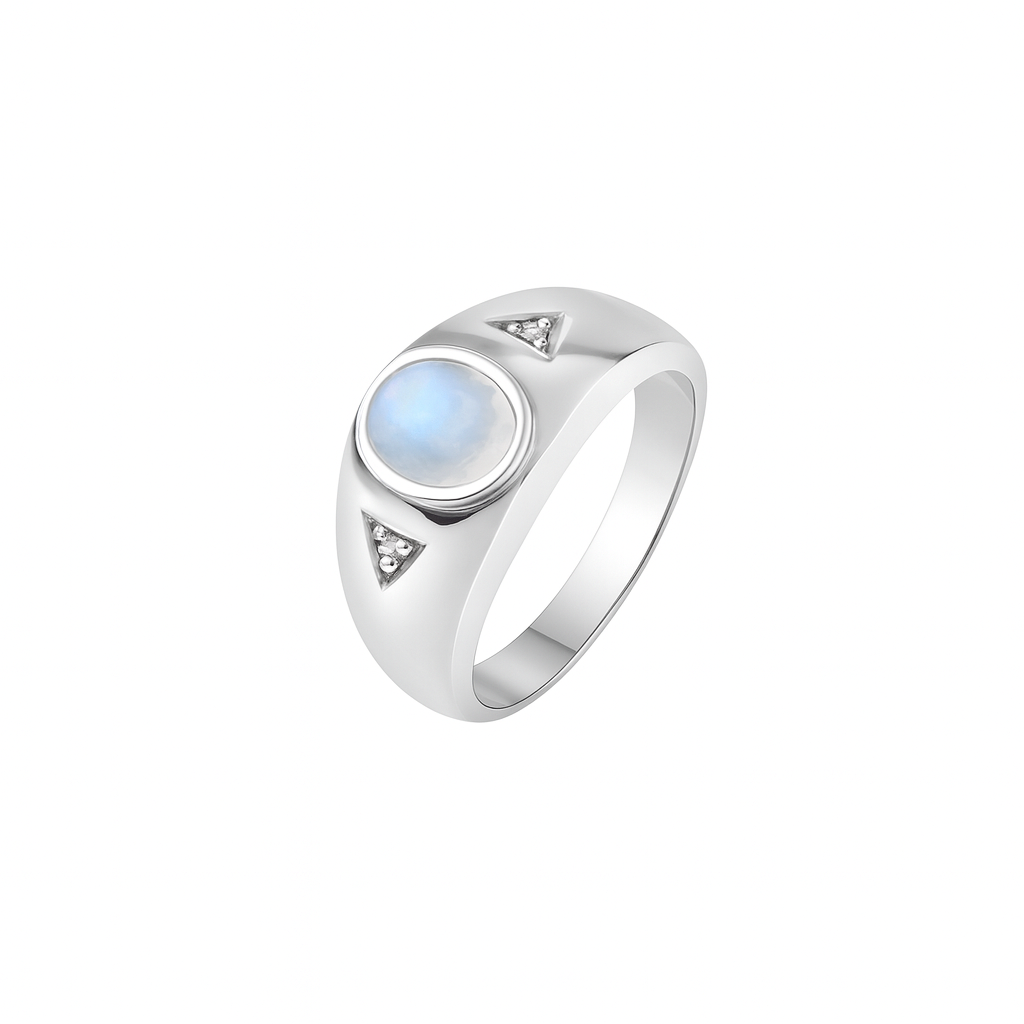 Men Blue Sheen Moonstone Ring S925 Sterling Silver  Elegant June Birthstone Jewelry for Men