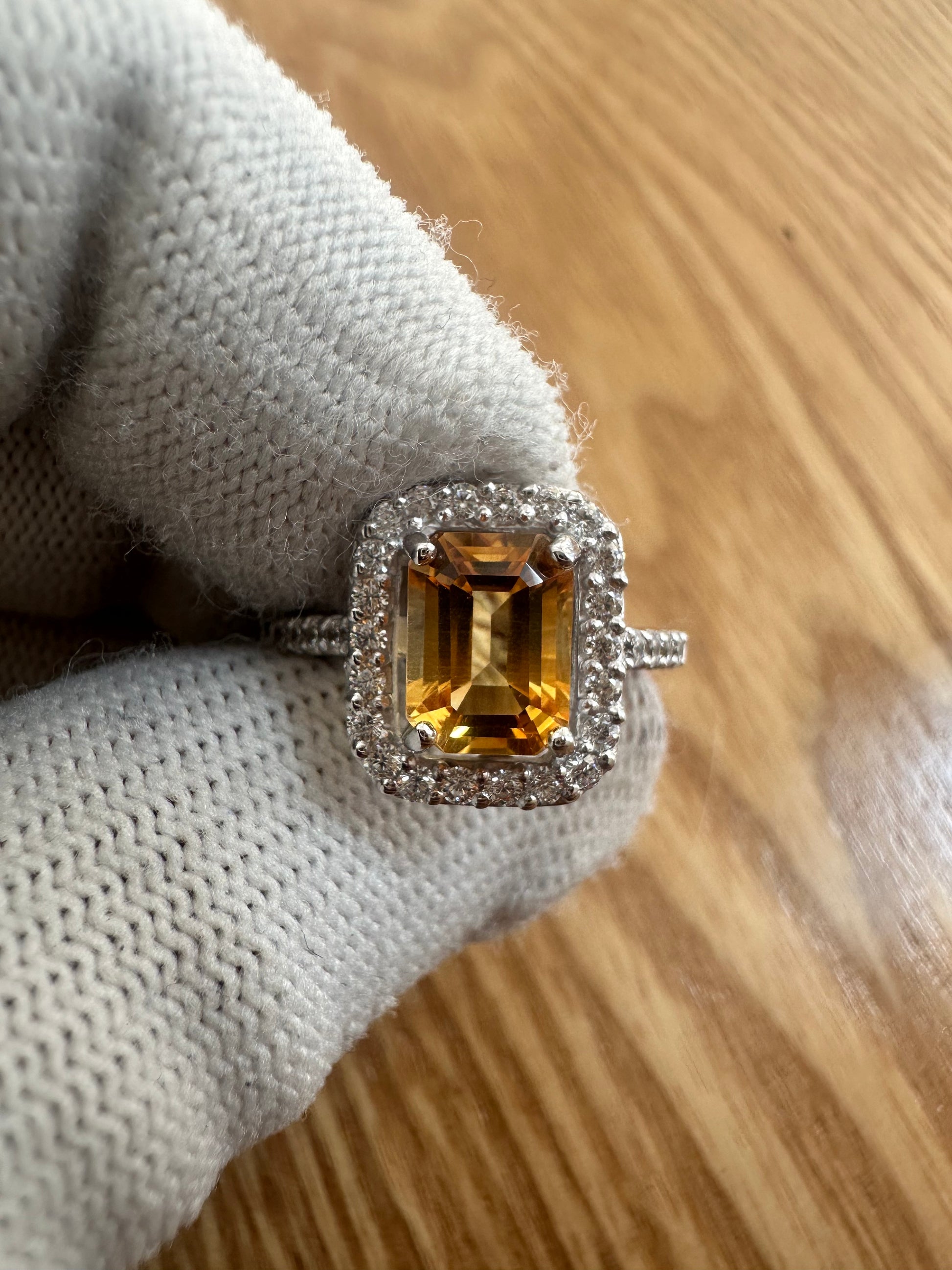 Elegant November Birthstone Citrine Ring in 925 Silver with Cubic Zirconia Accents