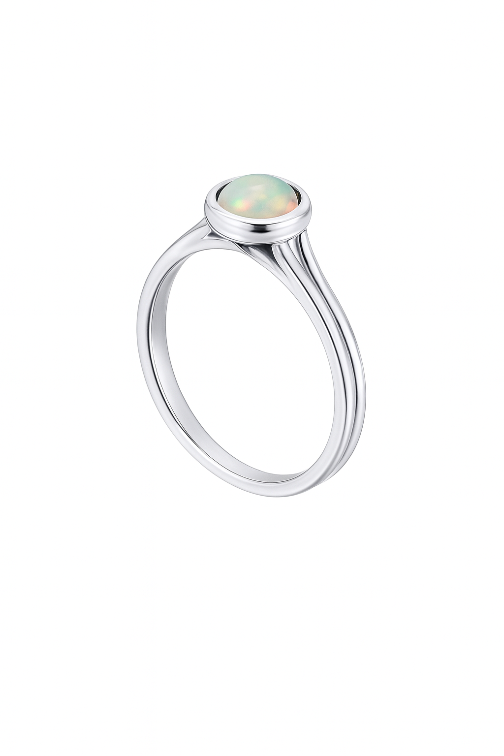 Ethiopian Opal women’s ring showcasing full fire and vibrant rainbow play-of-color, set in elegant sterling silver. October birthstone jewelry symbolizing hope, creativity, and emotional balance — perfect gift for her on any occasion.