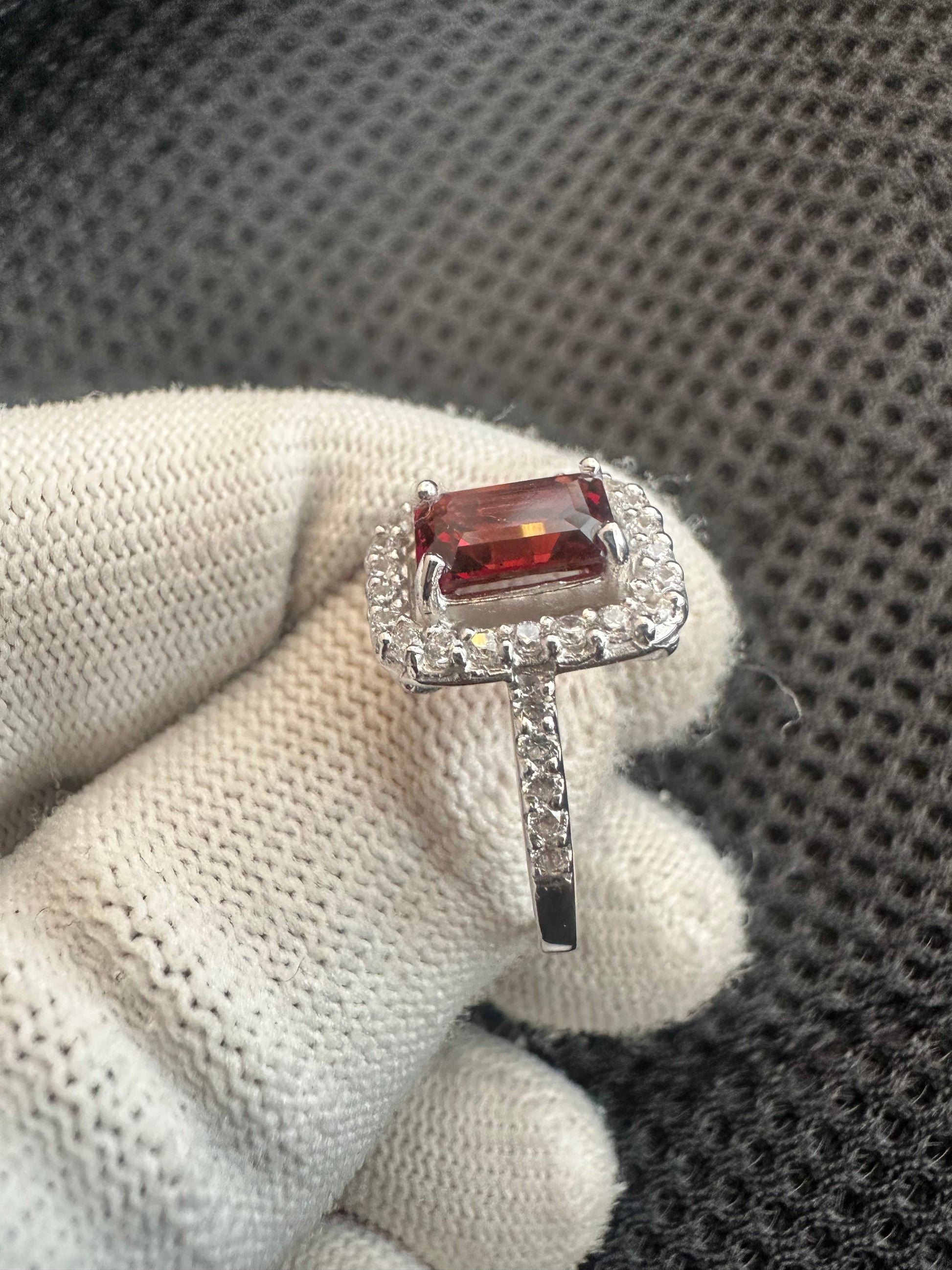 925 Sterling Silver Garnet Ring with Cubic Zirconia Accents – January Birthstone Elegance