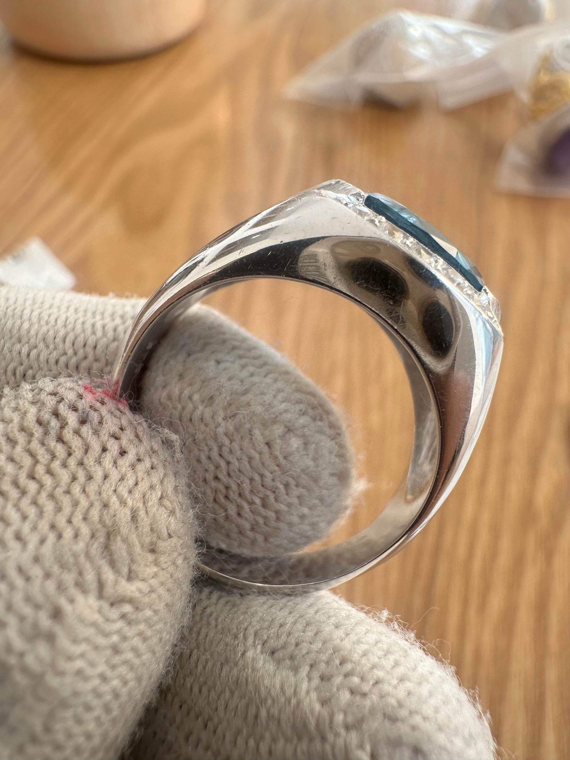 Men's 925 Silver Swiss Blue Topaz Ring with Cubic Zirconia Accent – November Birthstone