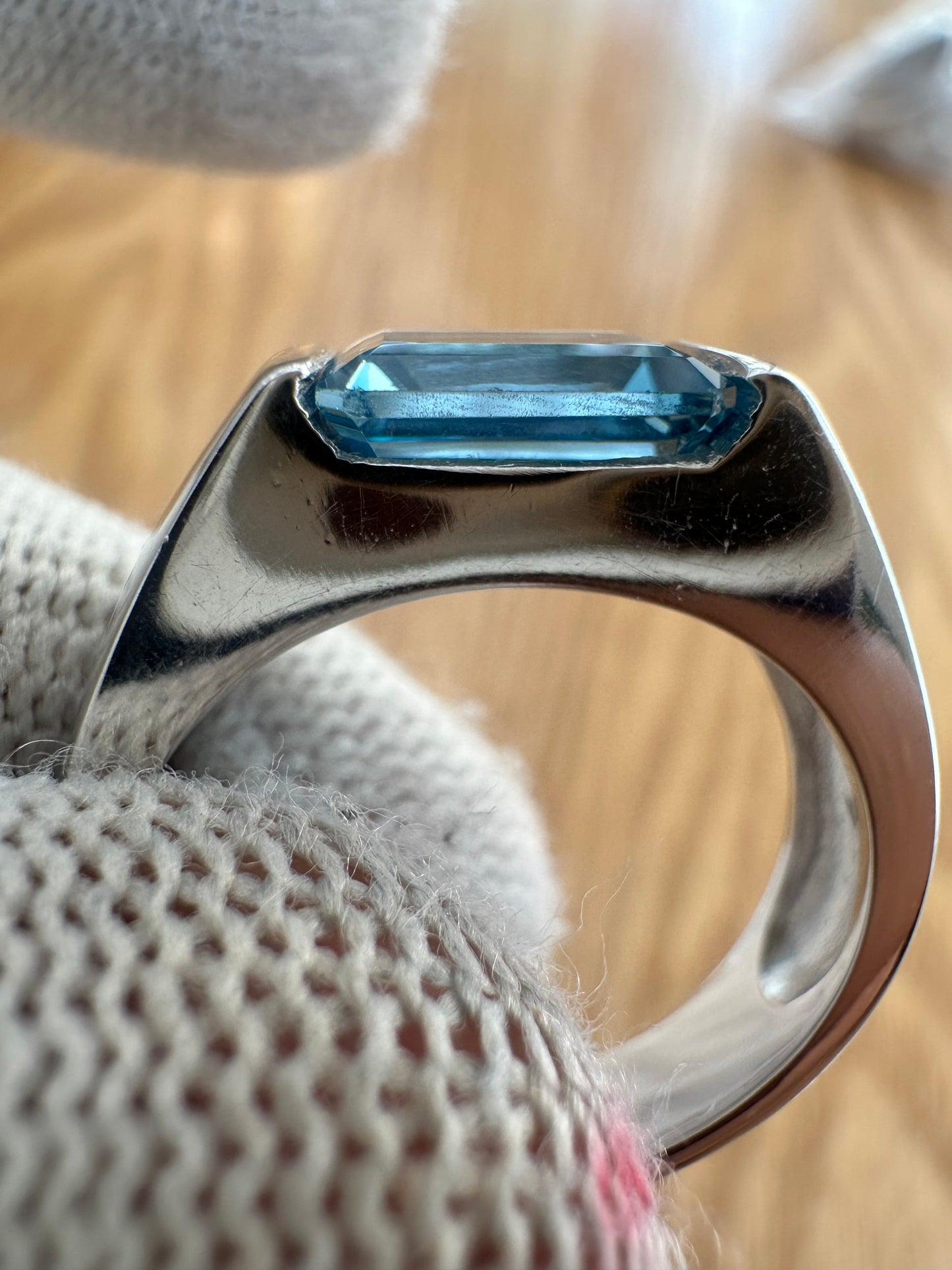 Men's 925 Silver Swiss Blue Topaz Ring with Cubic Zirconia Accent – November Birthstone