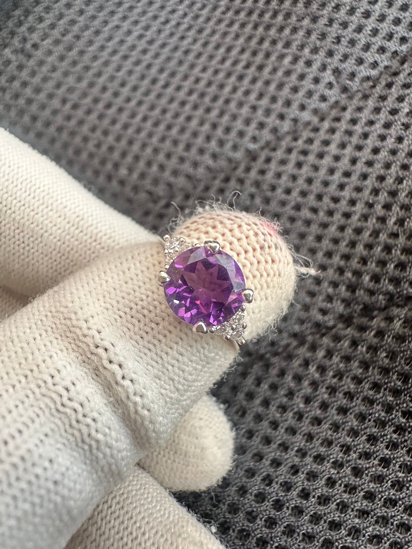 Amethyst Ring in 925 Silver with Cubic Zirconia Accents – February Birthstone Jewelry