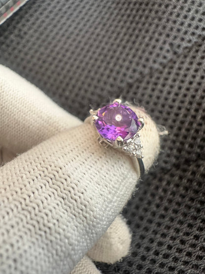 Amethyst Ring in 925 Silver with Cubic Zirconia Accents – February Birthstone Jewelry