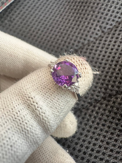 Amethyst Ring in 925 Silver with Cubic Zirconia Accents – February Birthstone Jewelry