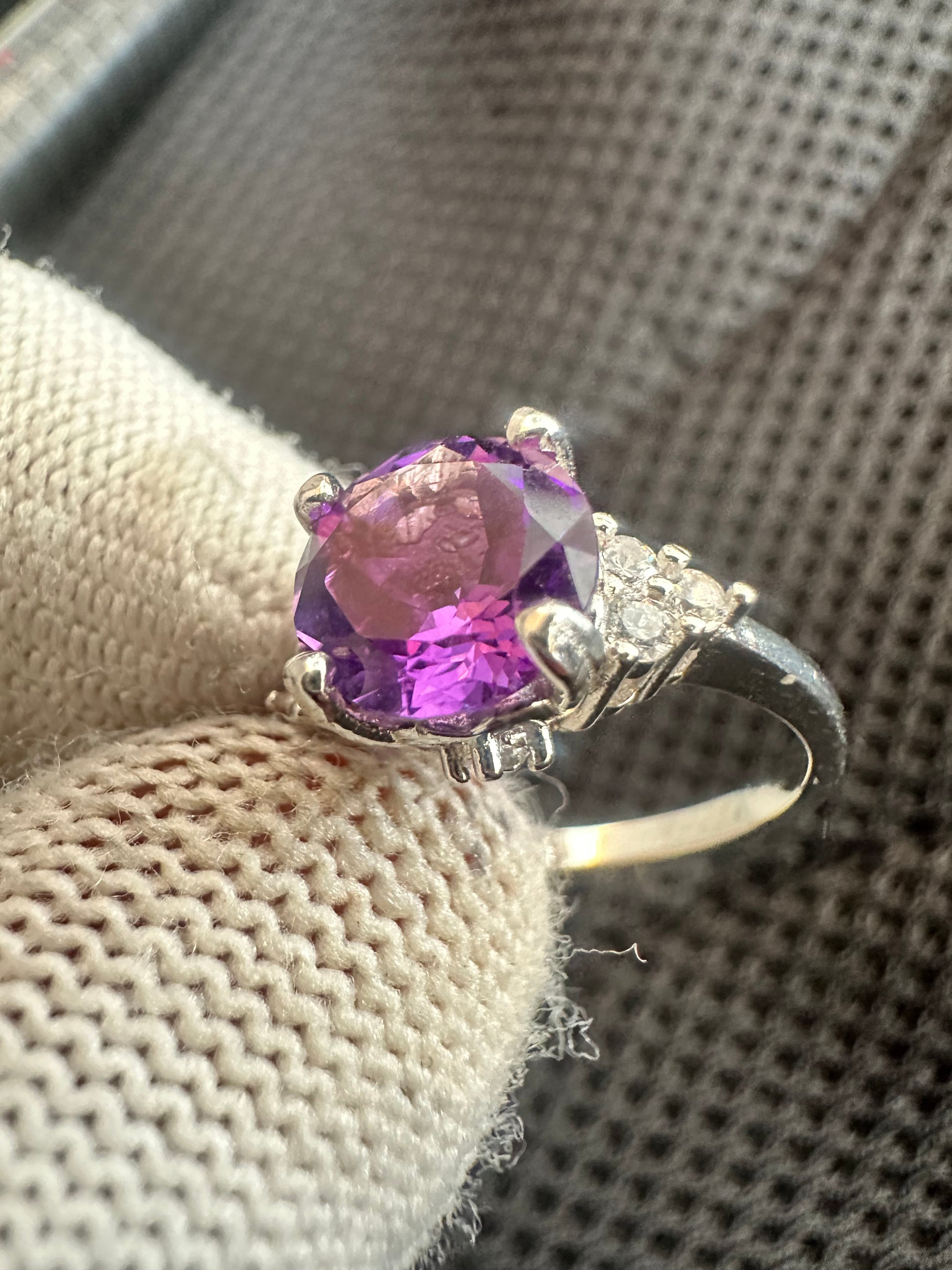 Amethyst Ring in 925 Silver with Cubic Zirconia Accents – February Birthstone Jewellery