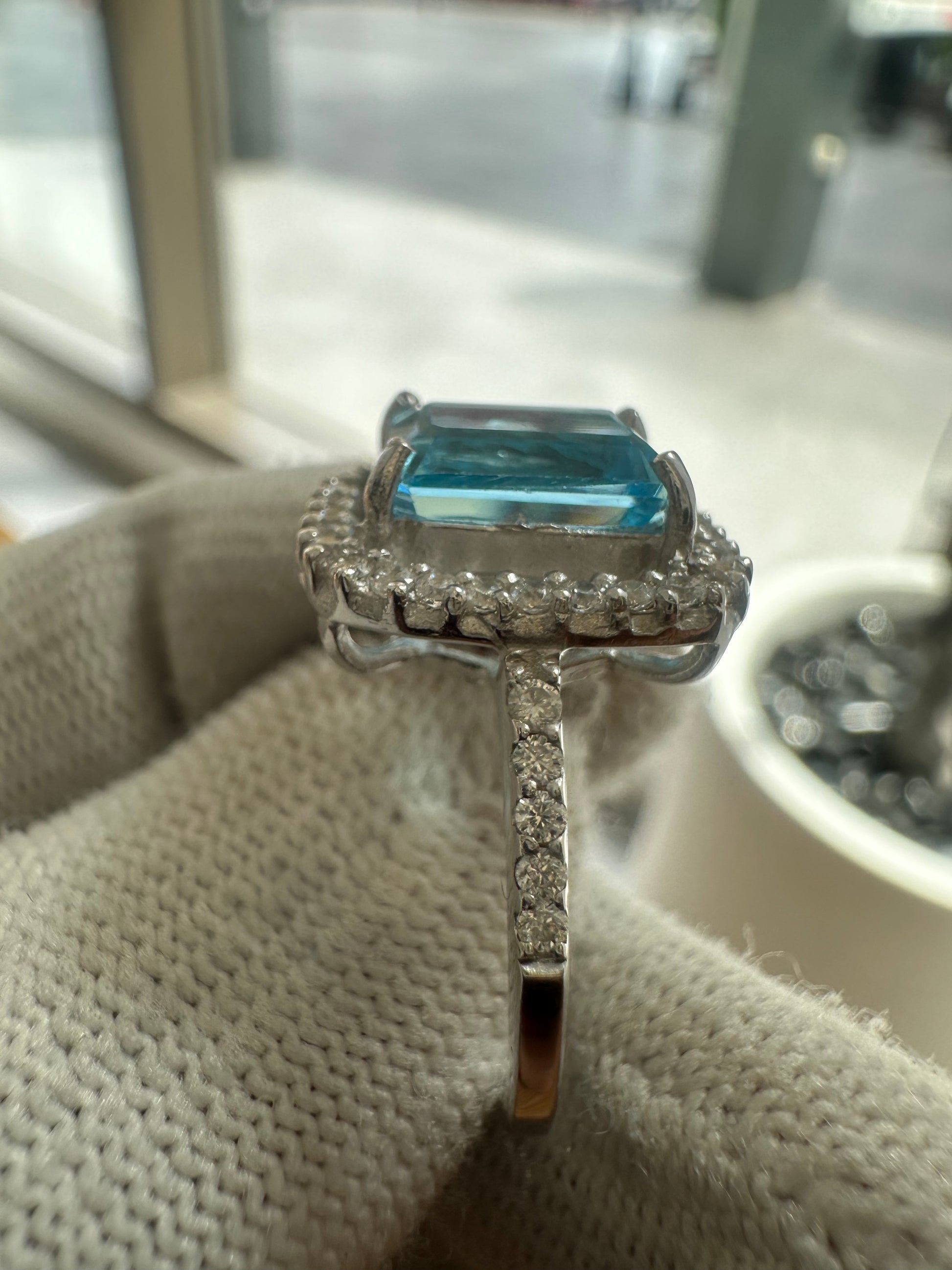 Women's 925 Silver Swiss Blue Topaz Ring with Cubic Zirconia Accent – November Birthstone, Symbolizing Clarity and Confidence