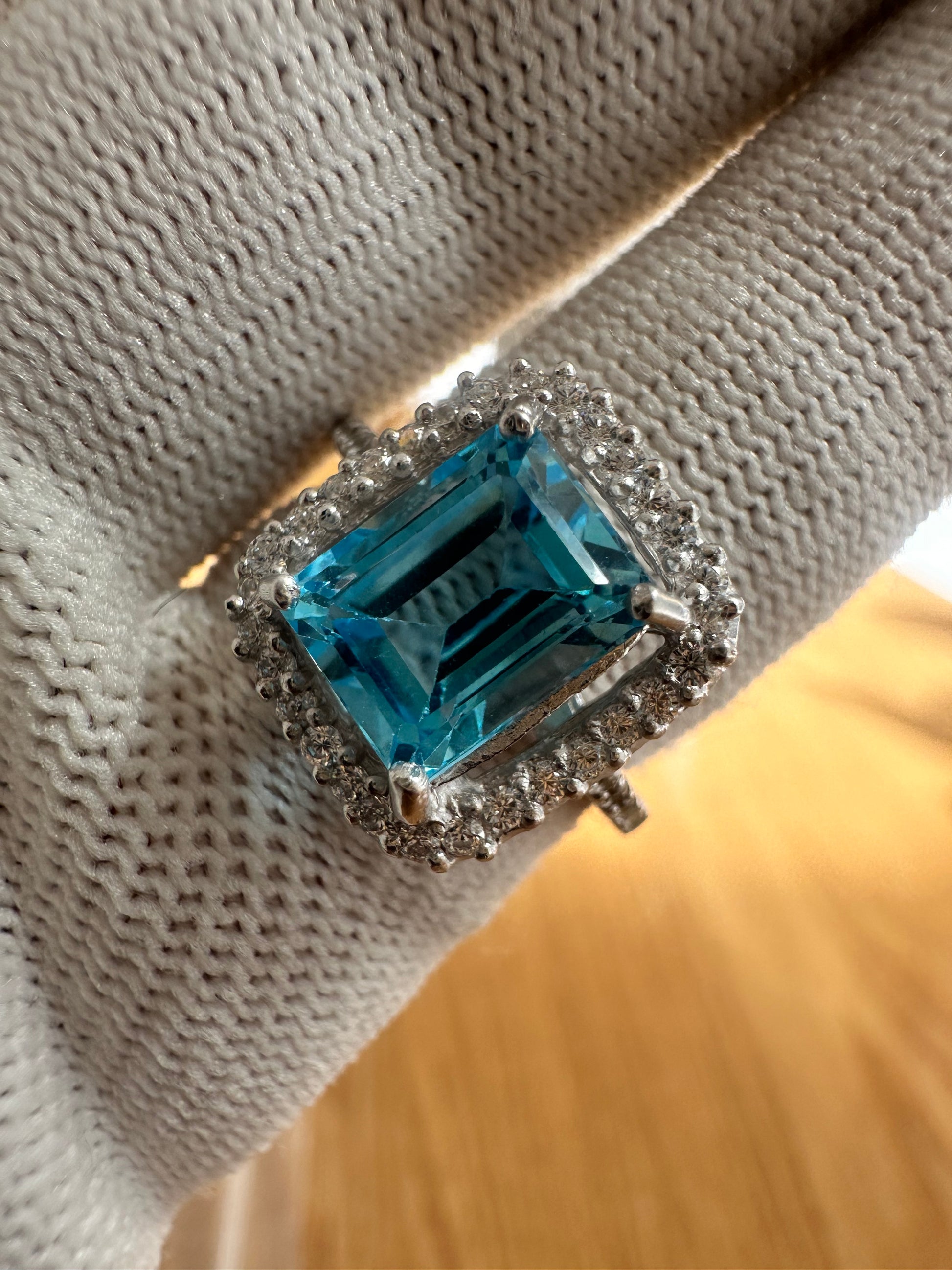 Women's 925 Silver Swiss Blue Topaz Ring with Cubic Zirconia Accent – November Birthstone, Symbolising Clarity and Confidence