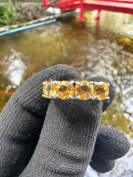 Shop this Half Eternity Citrine Ring for Women in S925 silver – November birthstone jewelry, elegant gift for her on birthdays, anniversaries & special occasions.